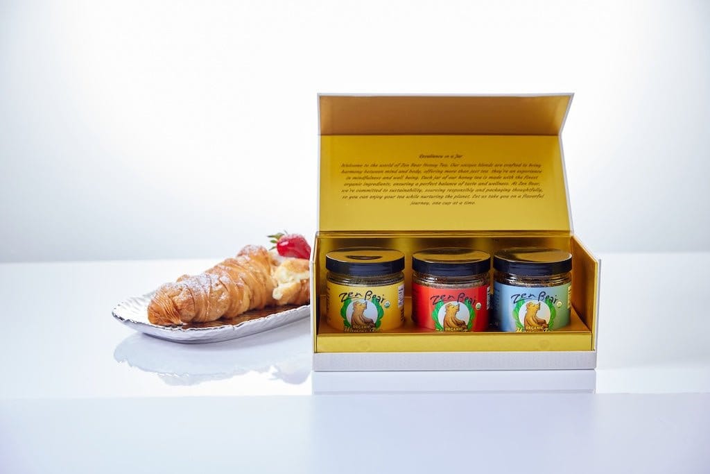 Zenbear Honey Tea mix-and-match 3-Flavor Honey Tea Mini Assortment – Organic Wellness Gift Set (3 x 3 oz)