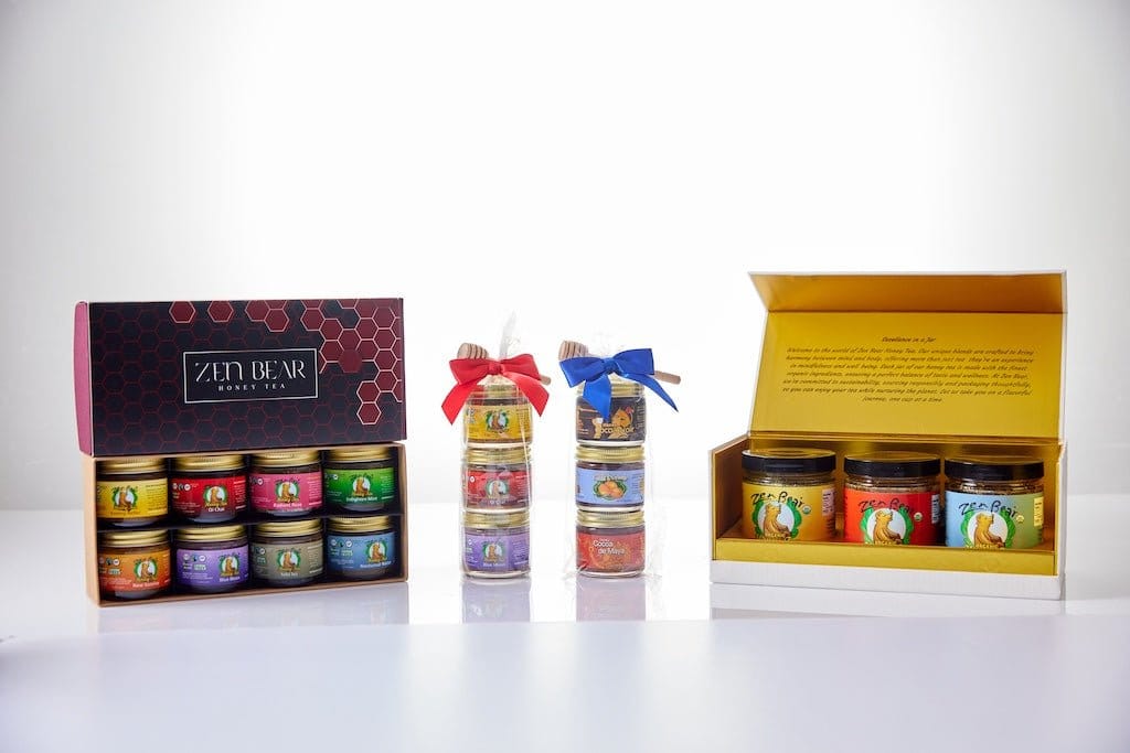 Zenbear Honey Tea mix-and-match 3-Flavor Honey Tea Mini Assortment – Organic Wellness Gift Set (3 x 3 oz)