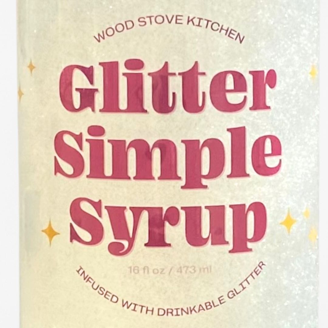 Wood Stove Kitchen Cocktail and Drink Mixers Glitter Simple Syrup, 16 fl oz