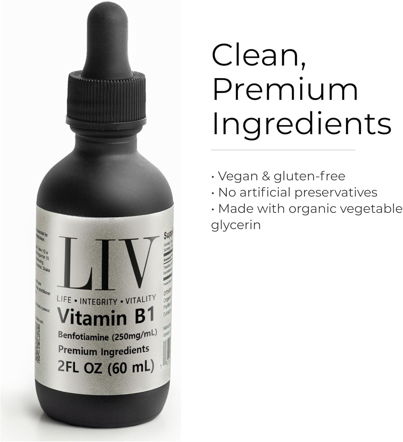Vitamin B1 Thiamine Liquid Metabolic Booster (Benfotiamine 250mg, 60 servings)