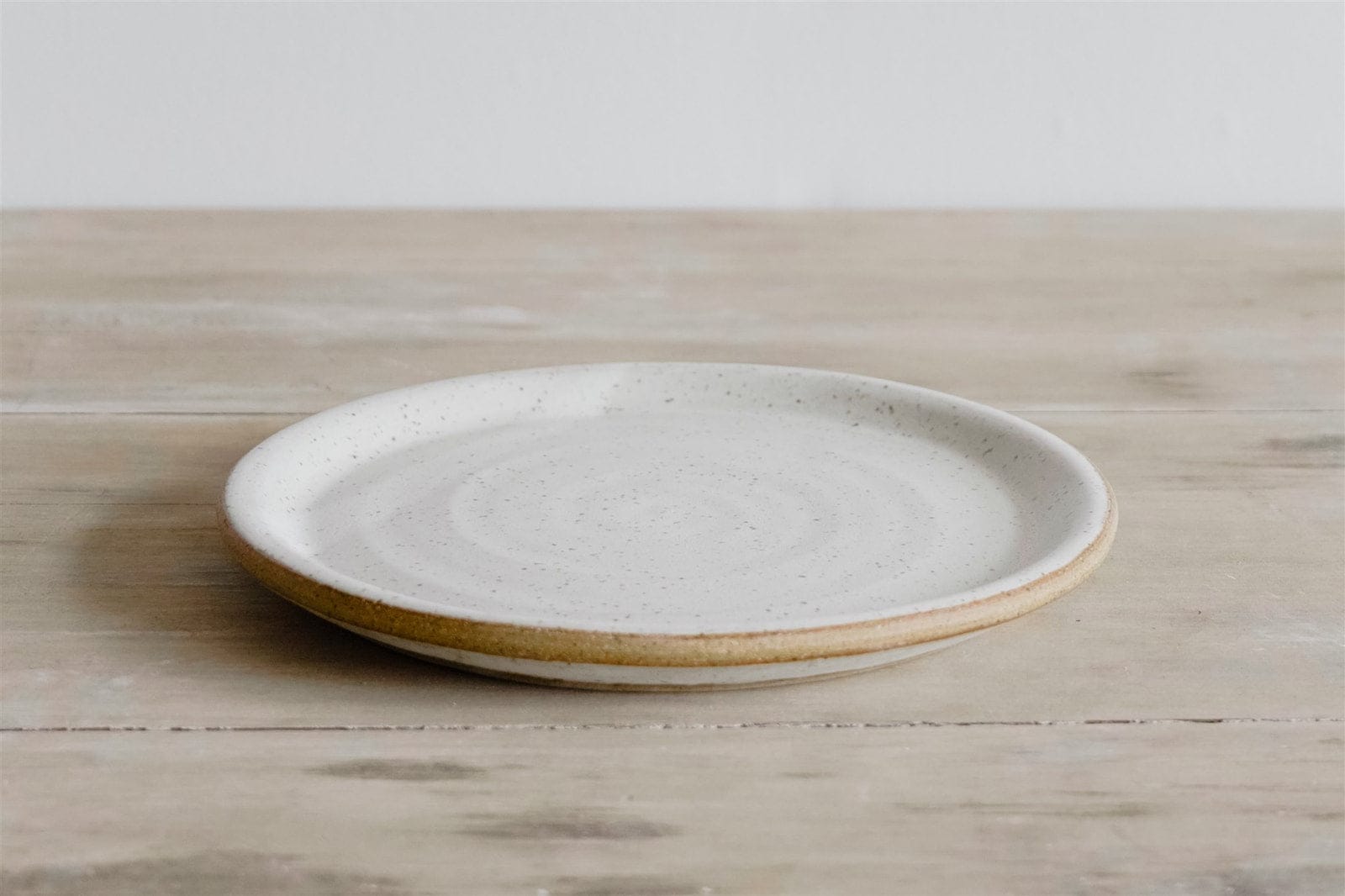 KJ Pottery Plate Speckled White / Tall Rim / Glazed Rim Dinner Plate