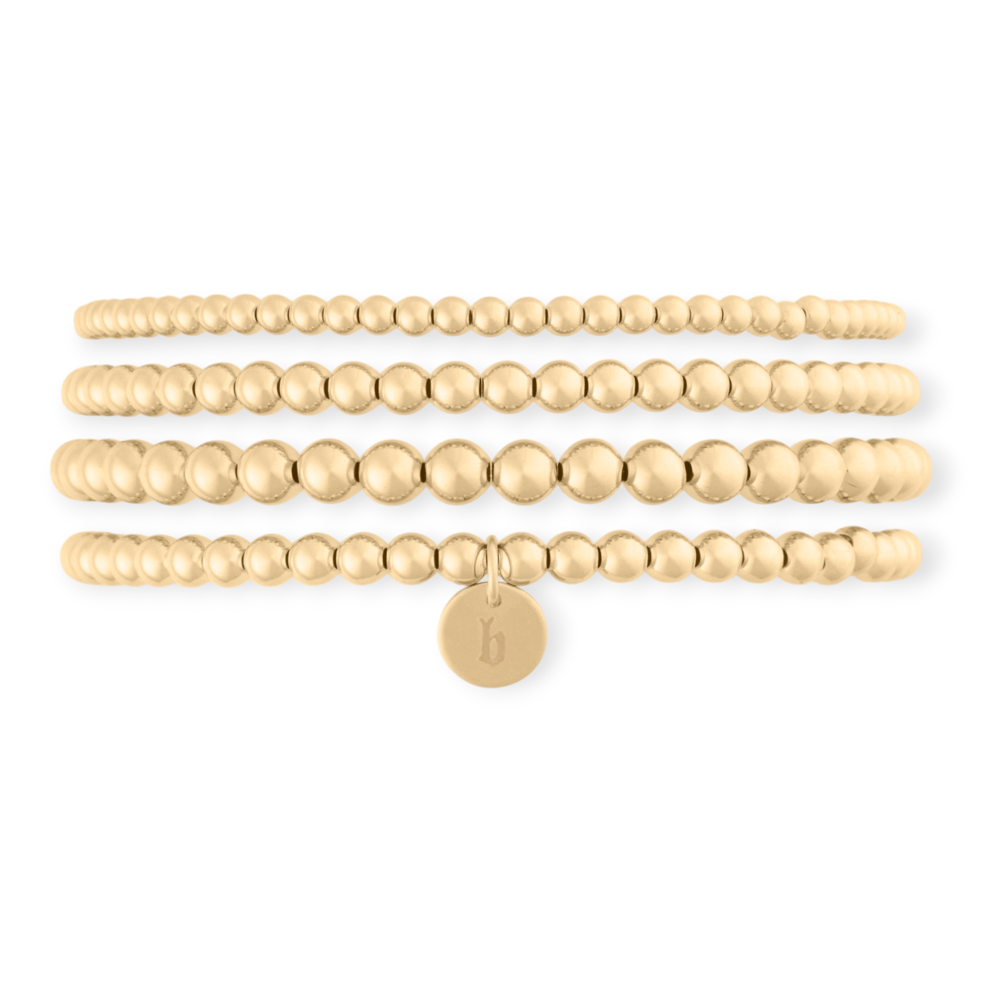 Cuffed by Nano LLC SMALL - 6.5" / b Old English Initial Juno Four Bracelet Stack
