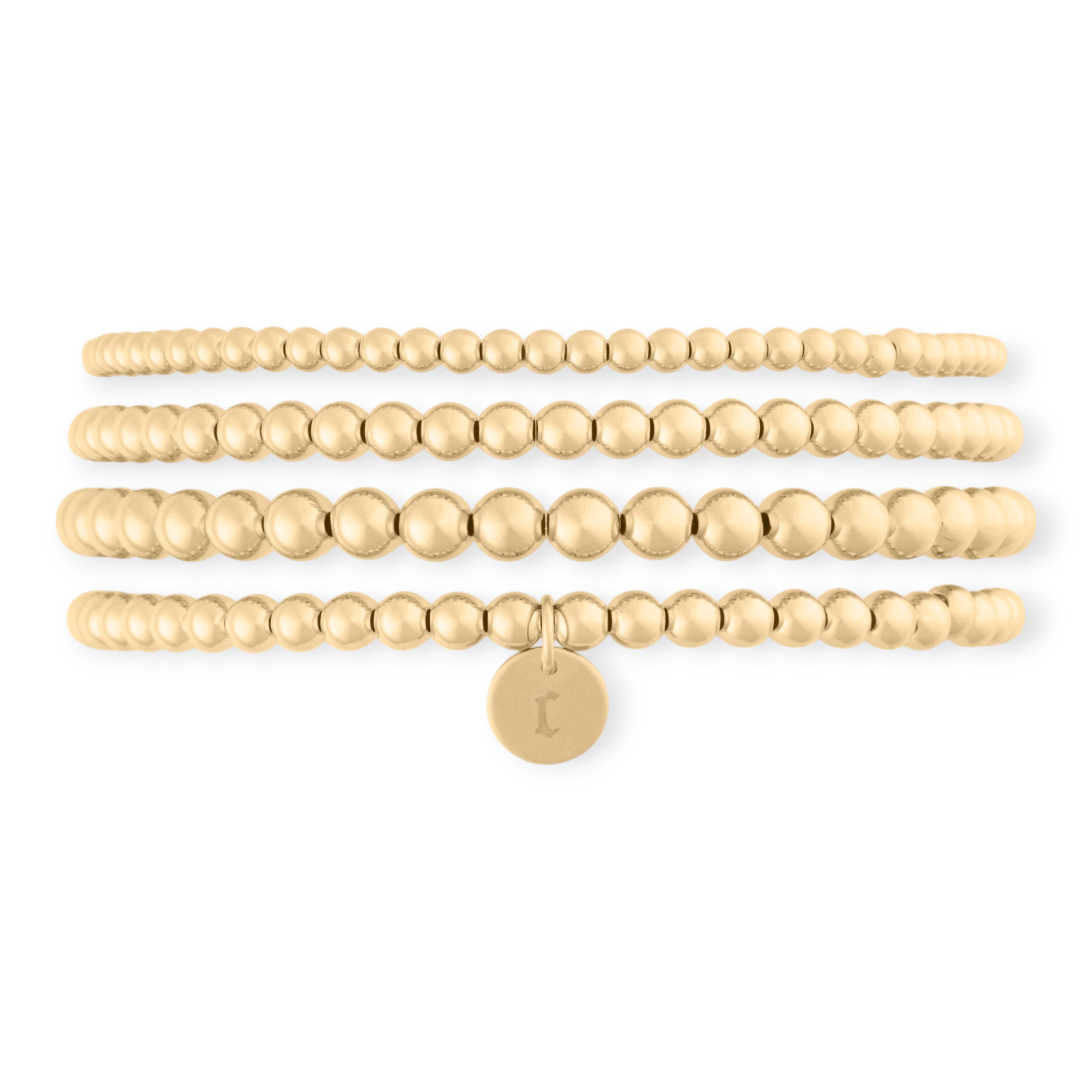 Cuffed by Nano LLC SMALL - 6.5" / c Old English Initial Juno Four Bracelet Stack