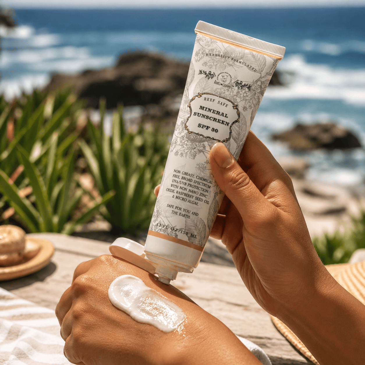 Roots and Leaves, LLC Reef Safe Vegan Mineral Face and Body Sunscreen with Tremella Mushroom