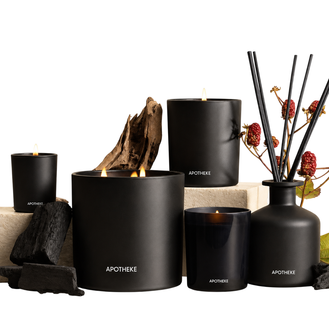 Black candles with &
