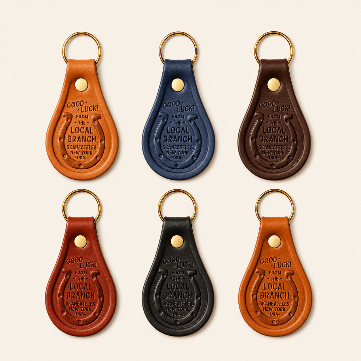 The Local Branch Leather Good Luck Skan / Chocolate Leather Key Fobs
