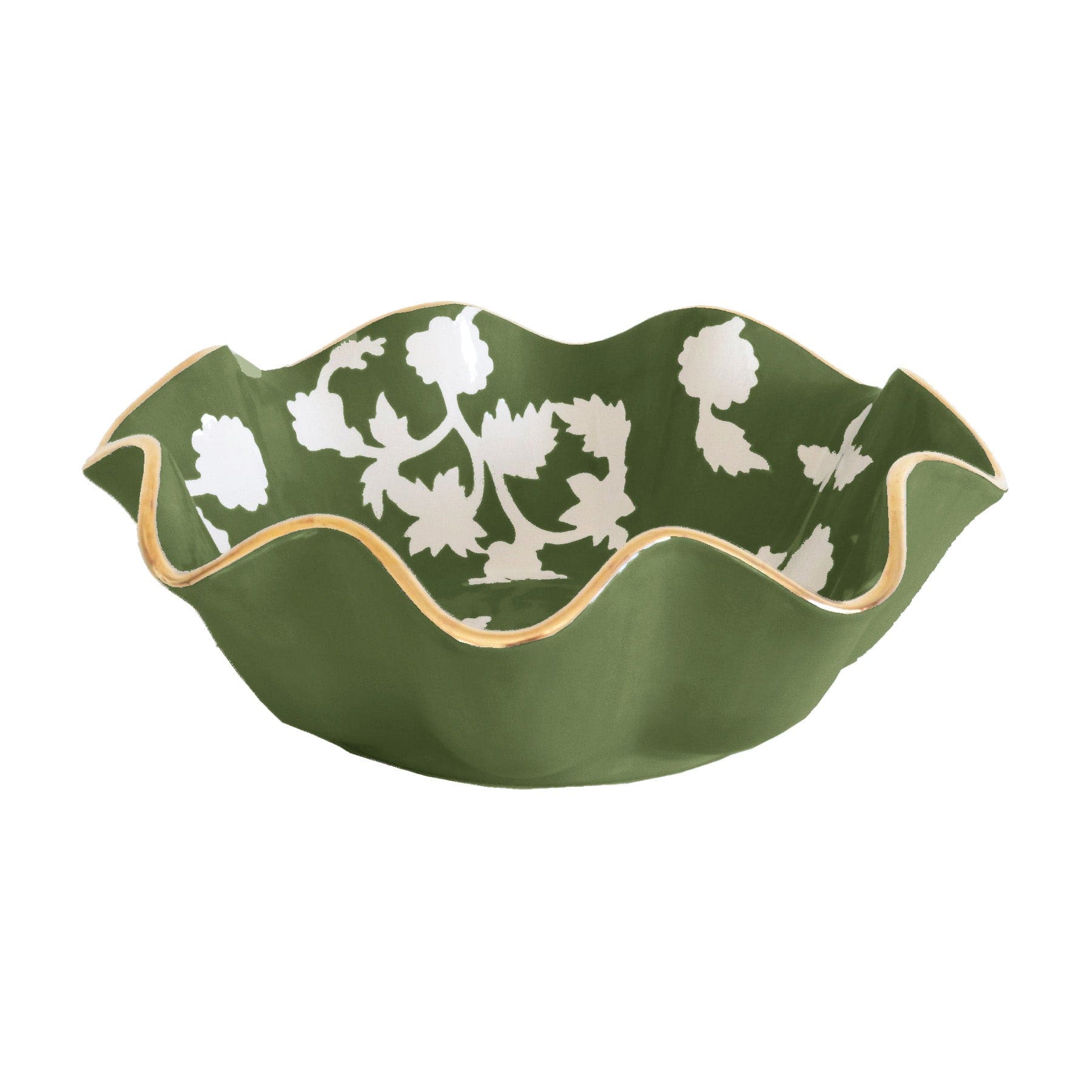 Ruby Clay Company Tray Medium / Moss Green Chinoiserie Dreams Scalloped Bowls with 22K Gold Accent