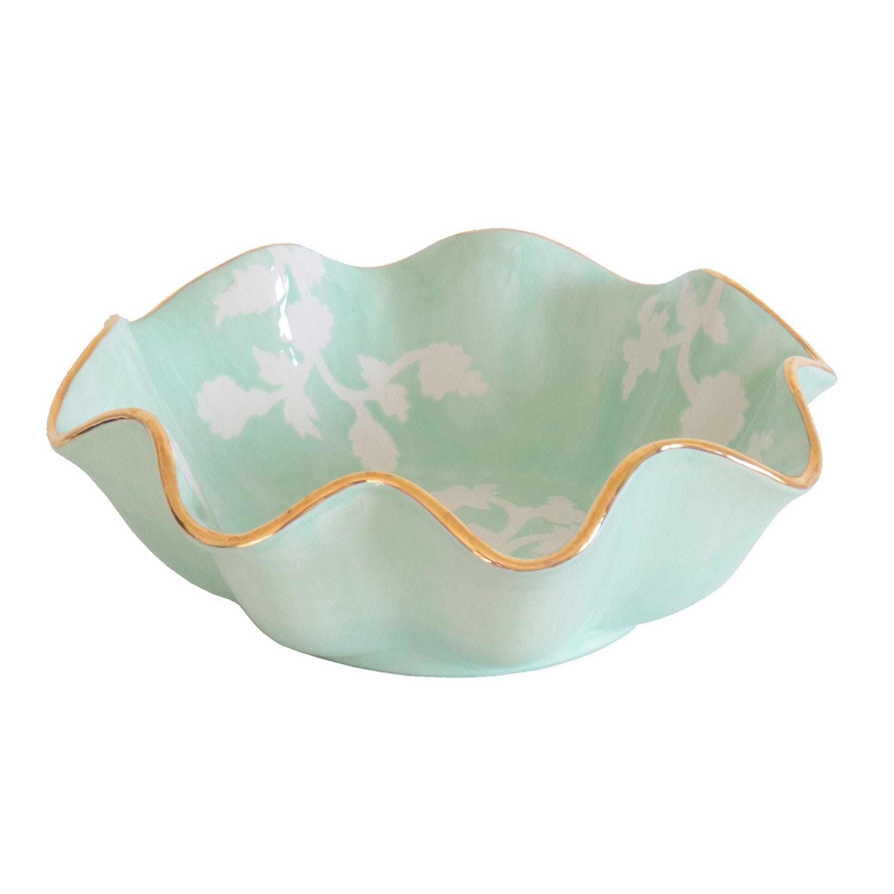 Ruby Clay Company Tray Medium / Sea Glass Chinoiserie Dreams Scalloped Bowls with 22K Gold Accent