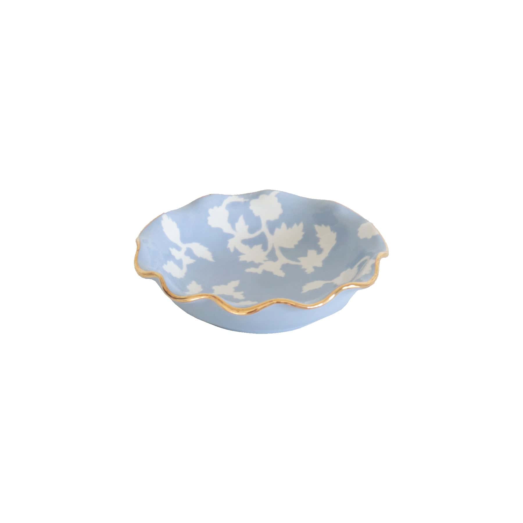Ruby Clay Company Tray Chinoiserie Dreams Scalloped Bowls with 22K Gold Accent