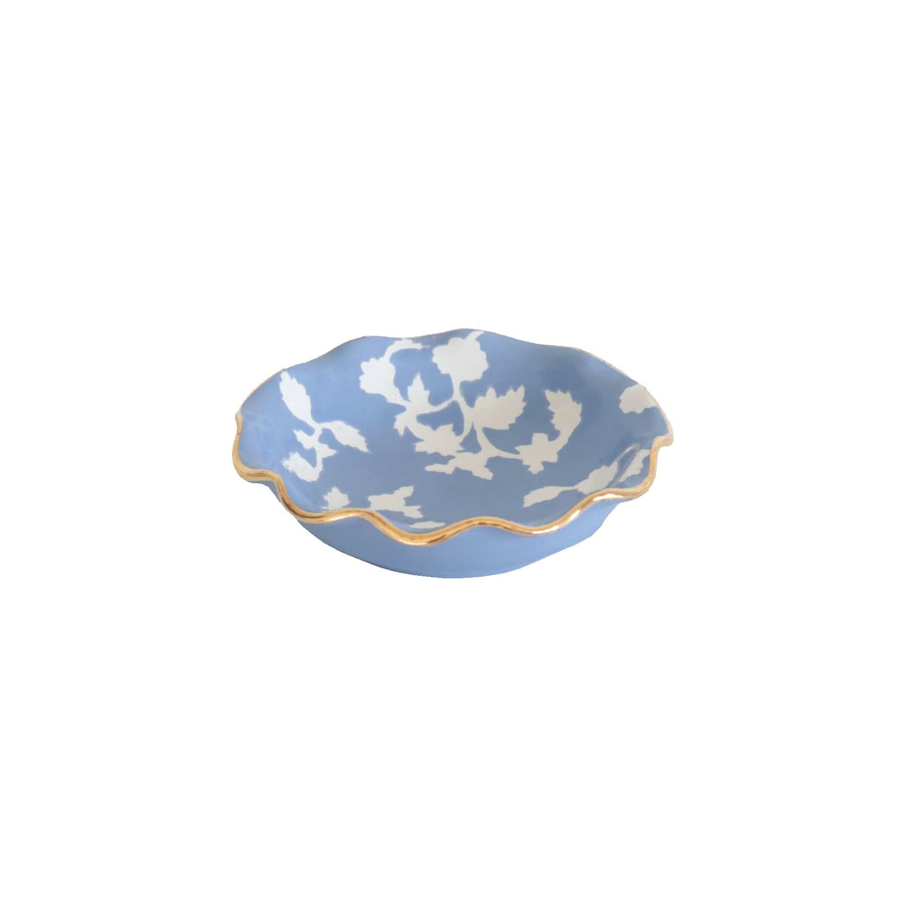 Ruby Clay Company Tray Chinoiserie Dreams Scalloped Bowls with 22K Gold Accent
