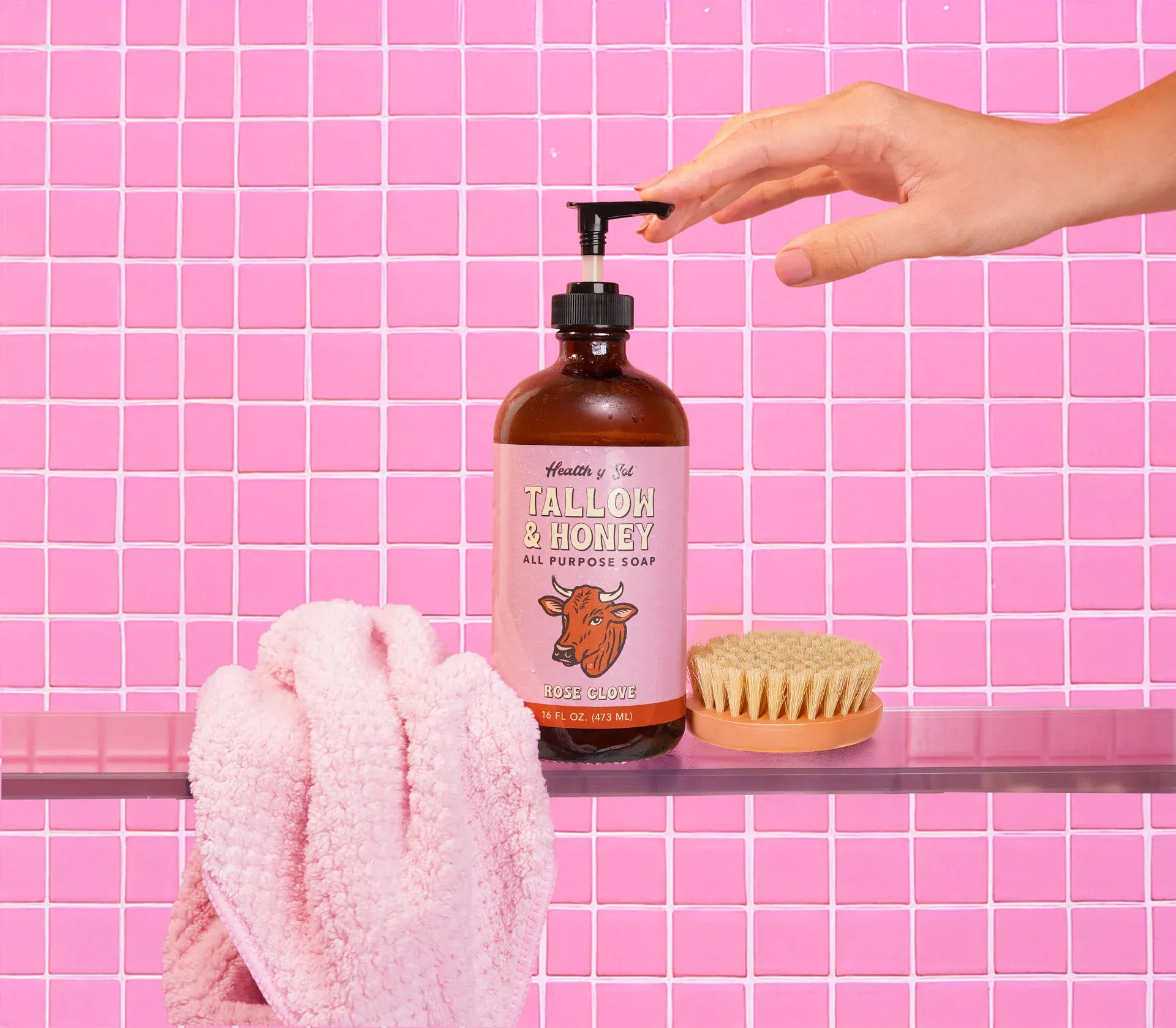 Health y Sol Body Wash Rose Clove Tallow & Honey Liquid Soap – 16 oz
