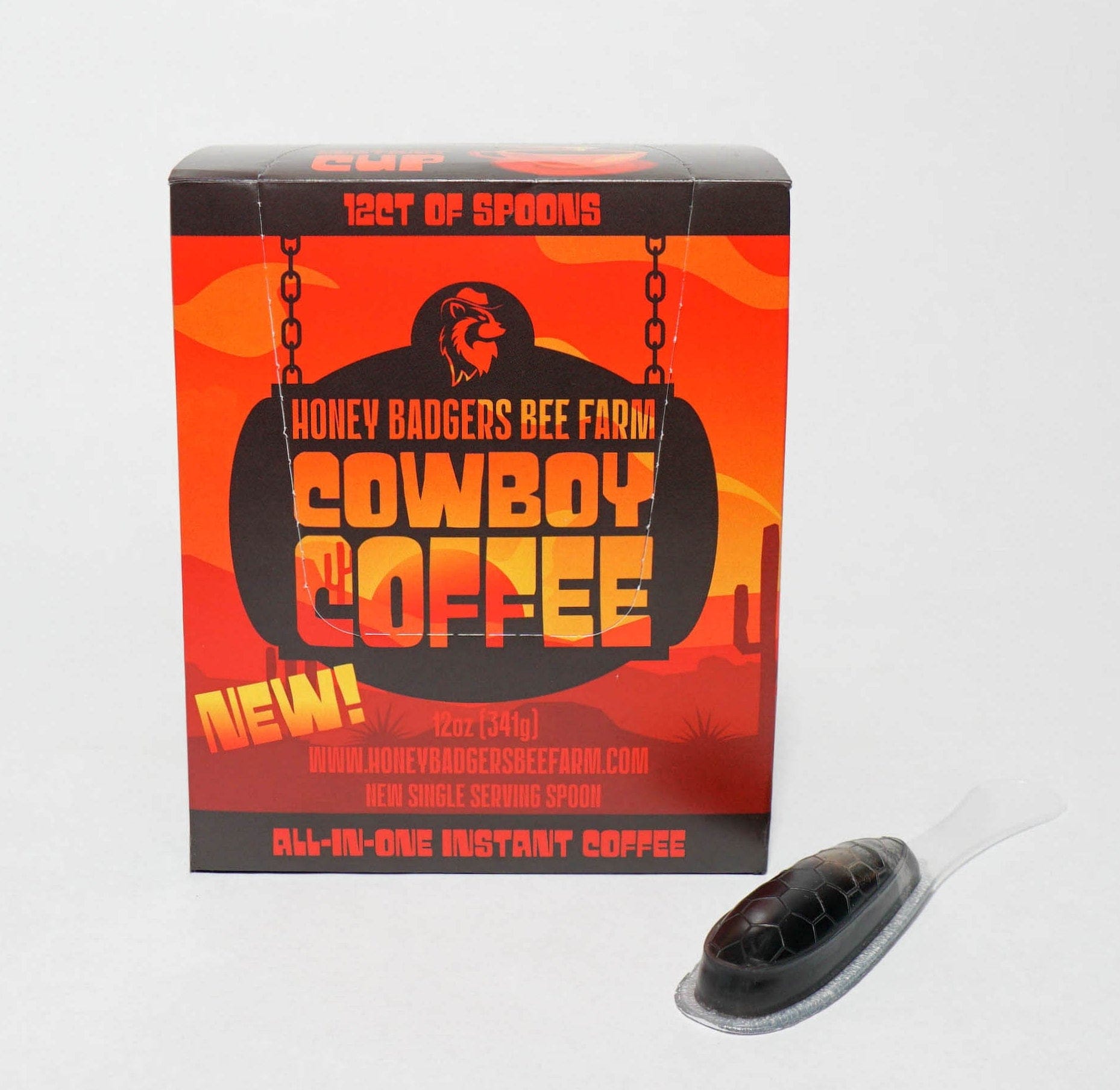 Honey Badgers Bee Farm Instant Coffee Badgers Honey Spoon /Cowboy Honey Coffee