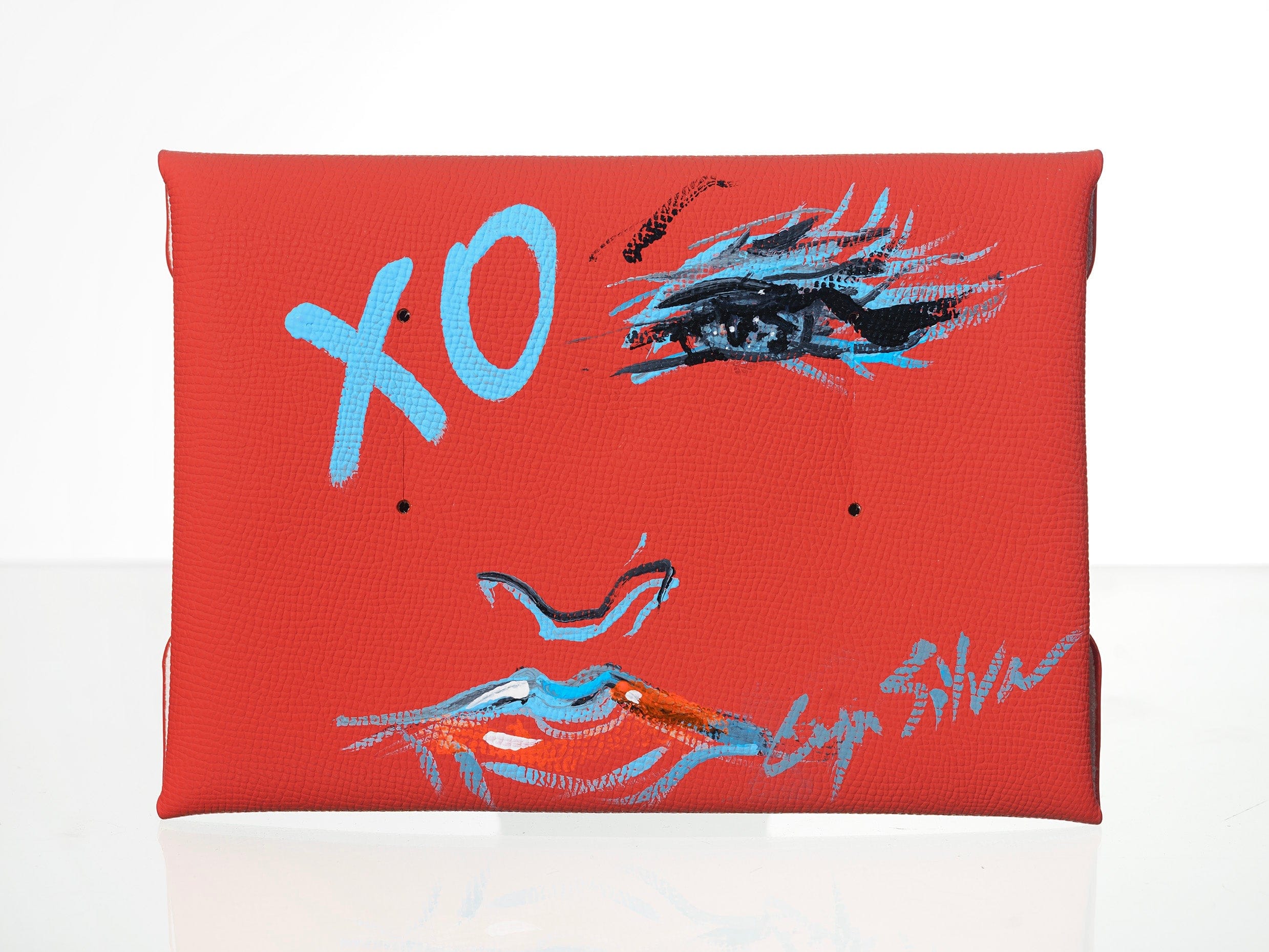 SOUL CARRIER Watermelon Epsom Pochette with Hand-Painted Art