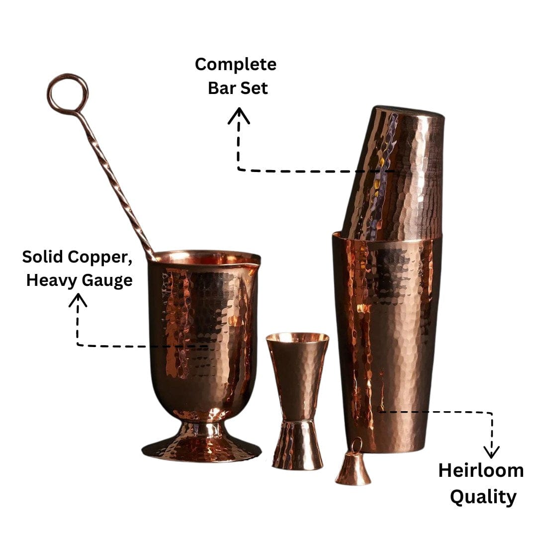 Sertodo Barware & Bar Tools Essential Copper Mixologist Set
