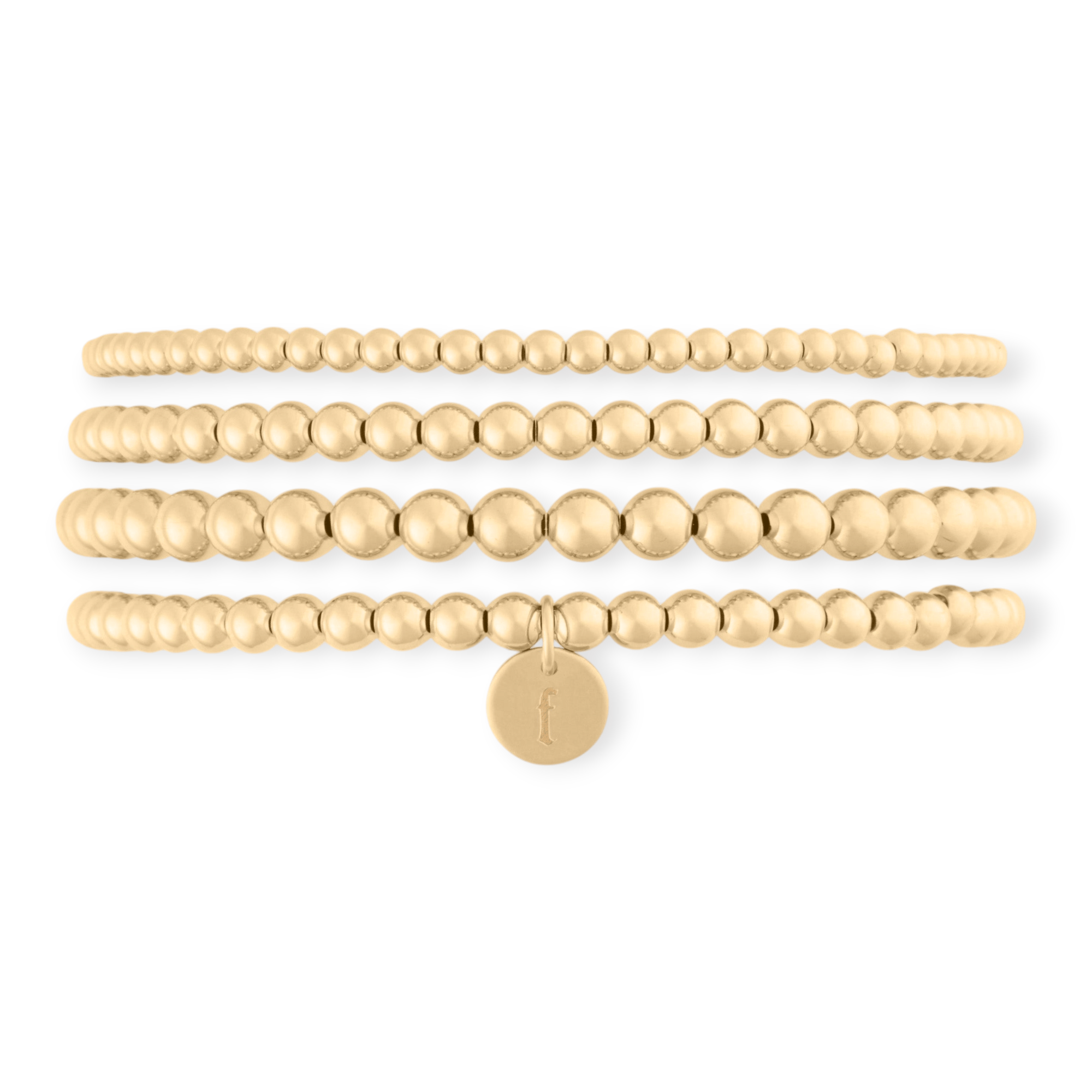 Cuffed by Nano LLC SMALL - 6.5" / f Old English Initial Juno Four Bracelet Stack