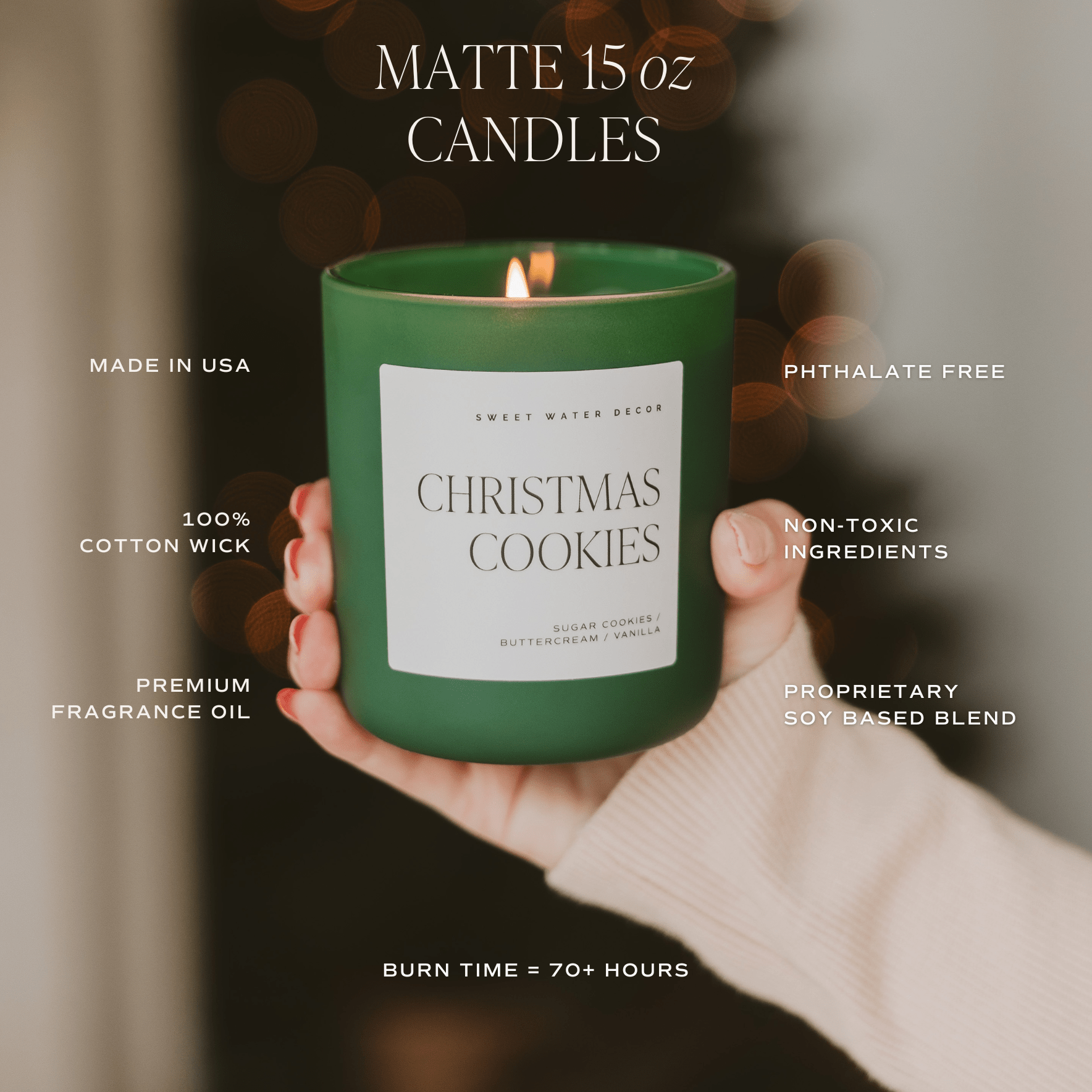 Sweet Water Decor Candles Christmas Tree Farm Soy Candle - Green Matte Jar - 15 oz