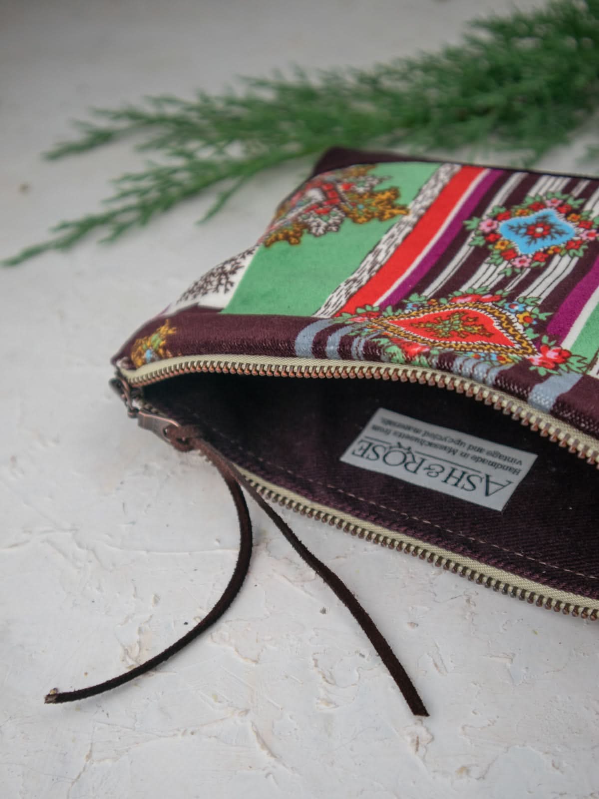 Ash & Rose Geo Paisley Velvet Clutch