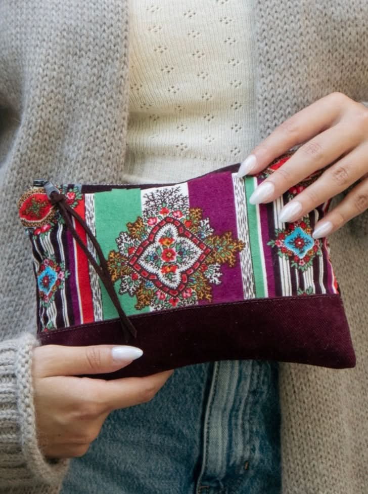 Ash & Rose Geo Paisley Velvet Clutch
