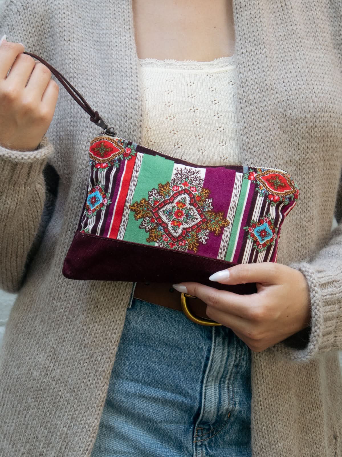 Ash & Rose Geo Paisley Velvet Clutch