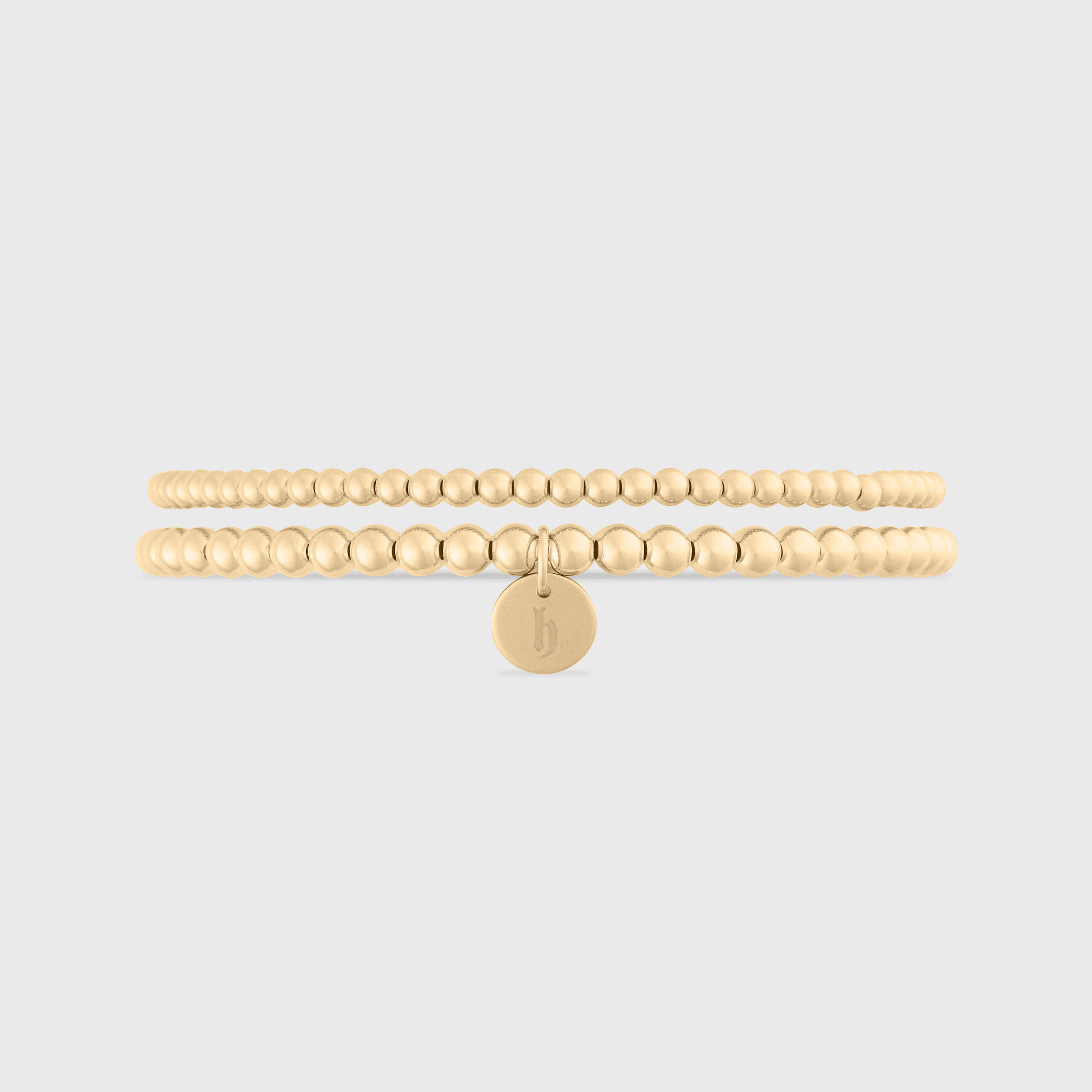 Cuffed by Nano LLC SMALL - 6.5" / h Old English Initial Juno Double Bracelet Stack (3mm + 4mm)