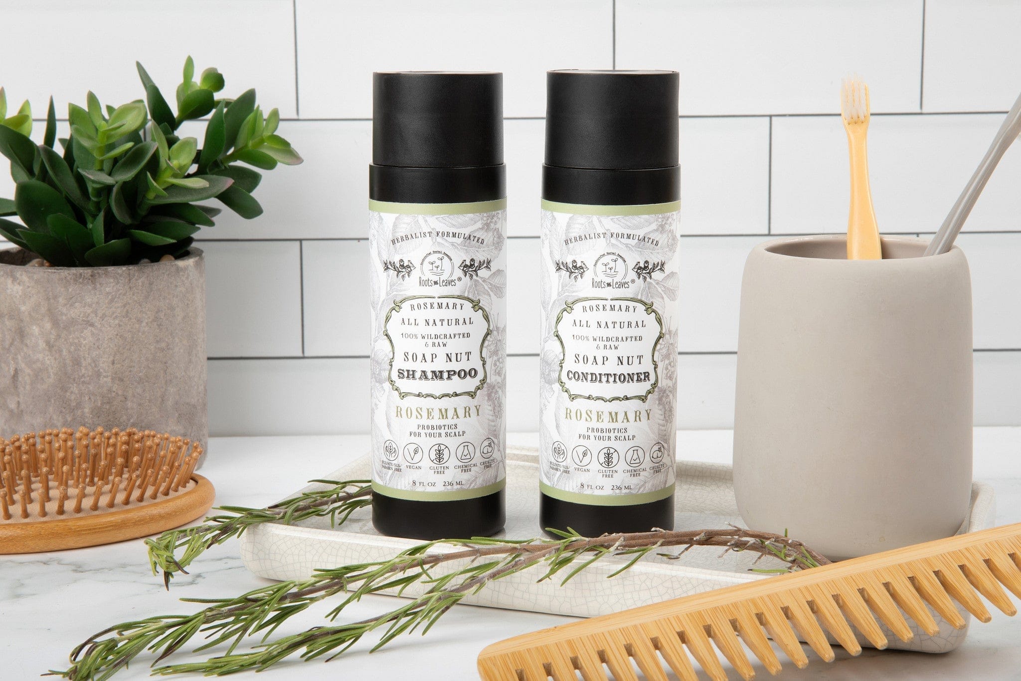 Roots and Leaves, LLC All Natural Soapnut Shampoo and Conditioner Set ROSEMARY