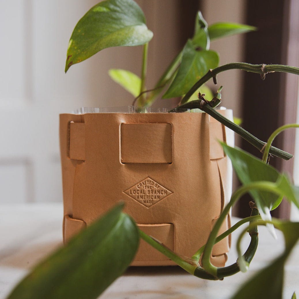 The Local Branch Leather Leather Tabletop Planter - USA Made