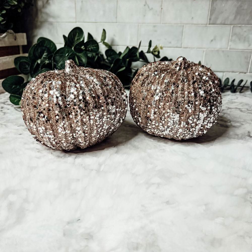 Gia Roma Fall Glitter Sequin Pumpkin 4"