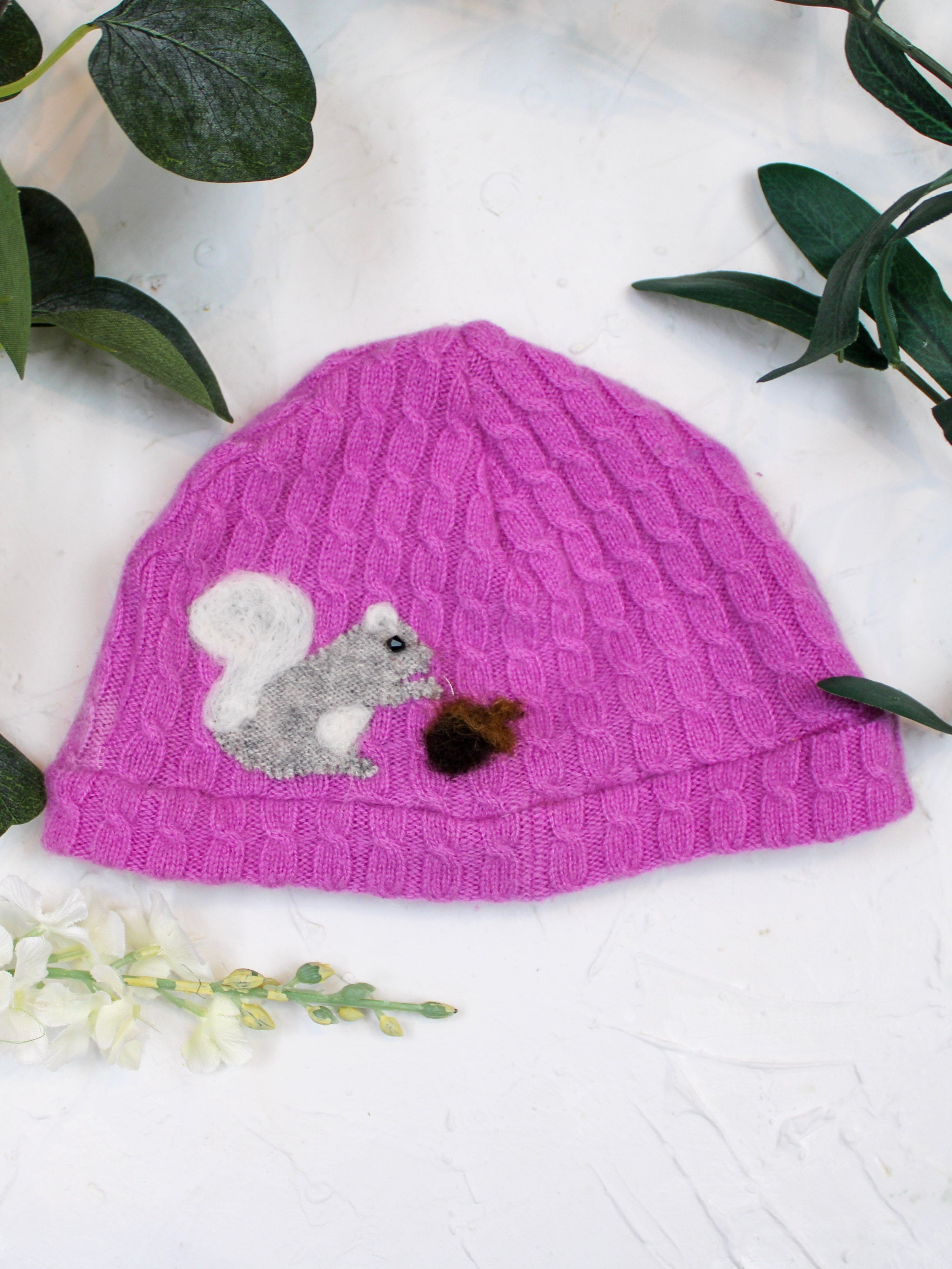 Ash & Rose hat Fuchsia Squirrel Cashmere Hat - Baby