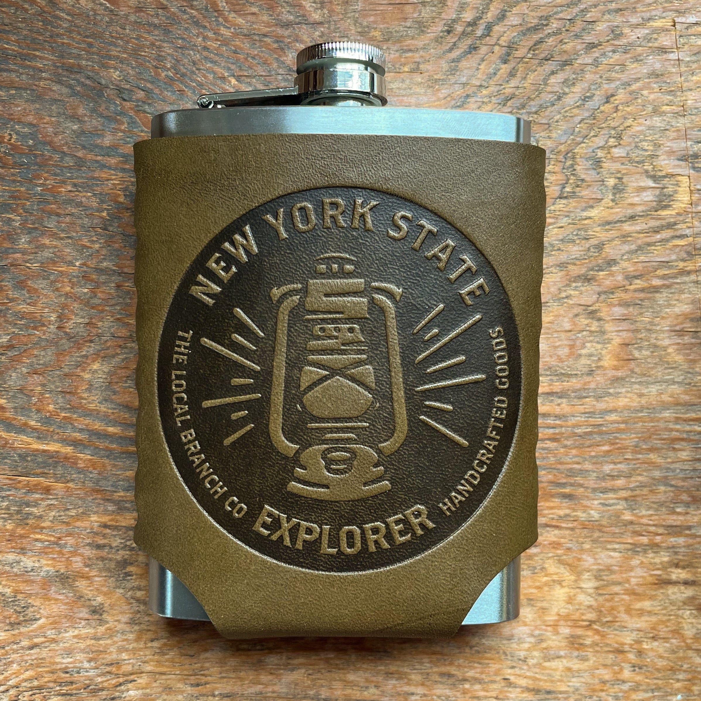The Local Branch Lantern / Black Leather Wrapped Flask