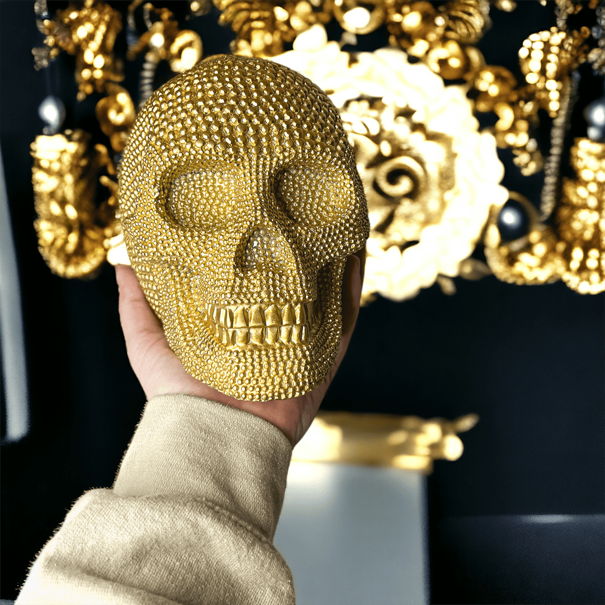 Gia Roma Halloween Resin Skull Gold