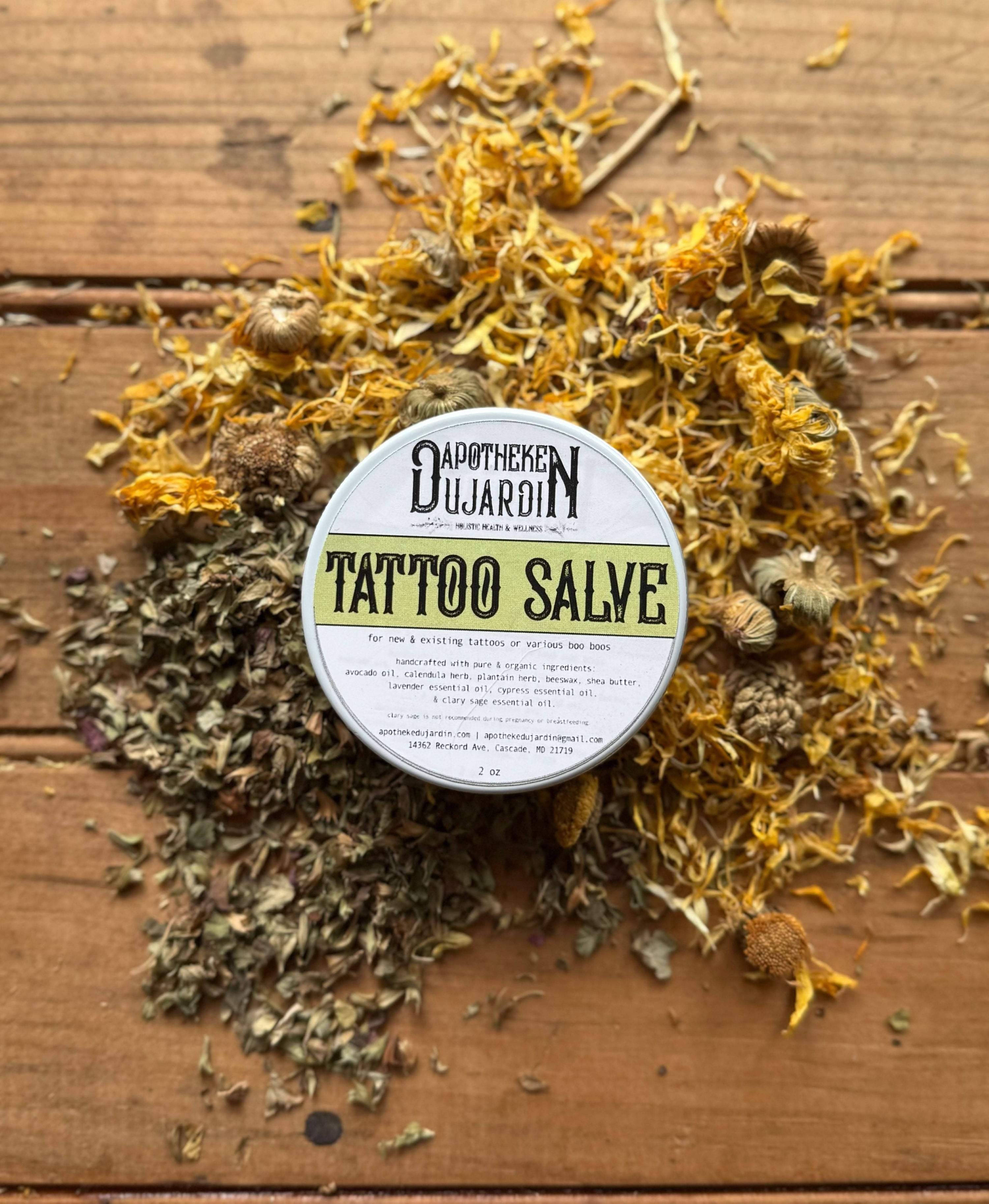 Apotheke DuJardin salve 2 oz Tattoo Salve | New & Existing | Itchy Skin | Boo Boos