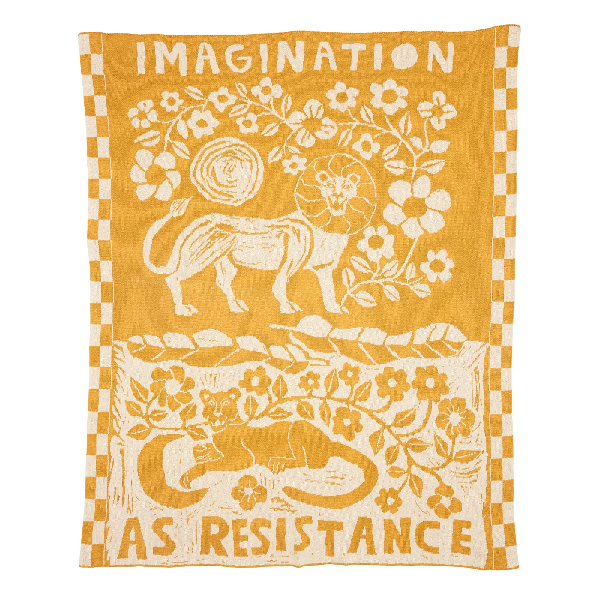 Biquette Throw Blanket Gold in Organic Cotton Imagination