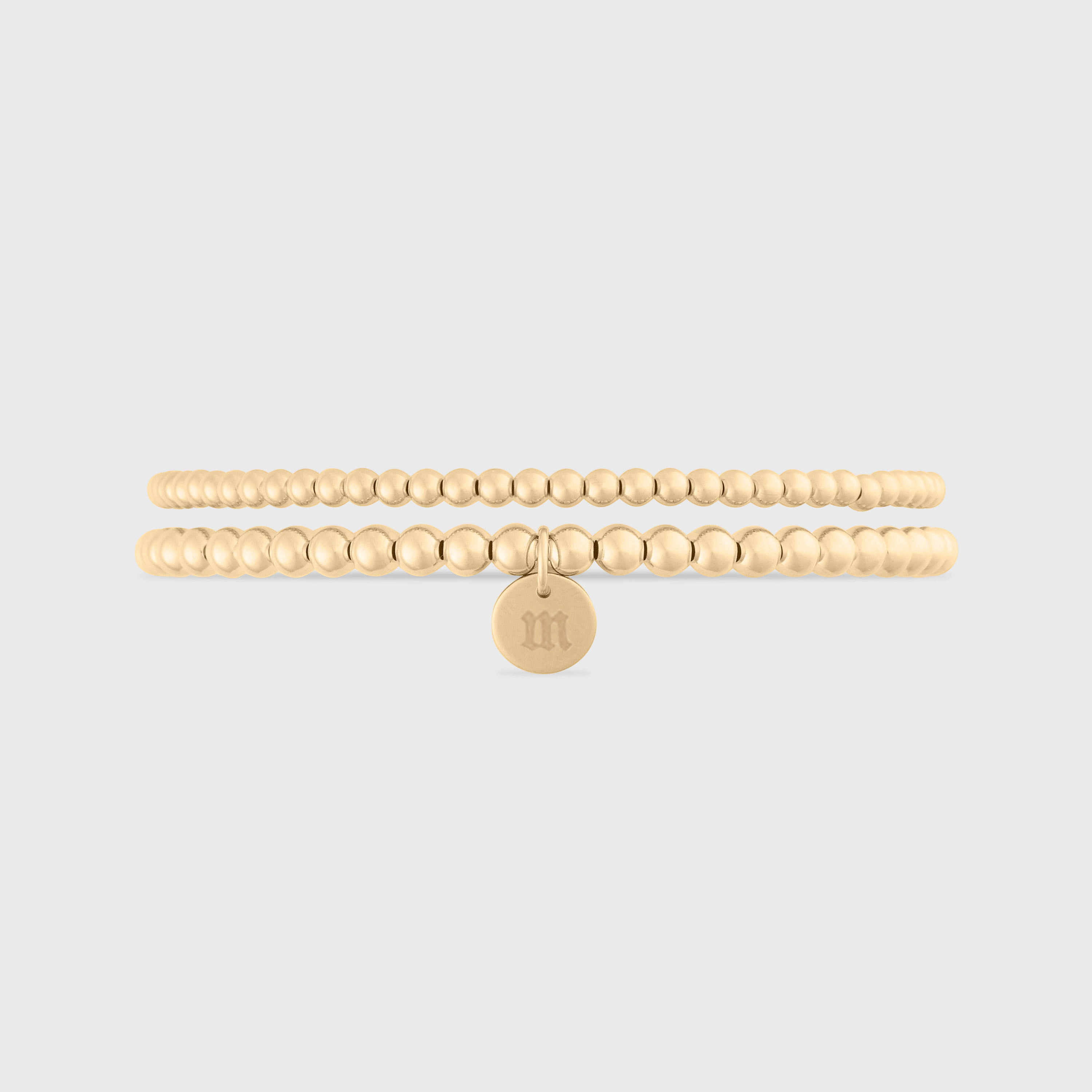 Cuffed by Nano LLC SMALL - 6.5" / m Old English Initial Juno Double Bracelet Stack (3mm + 4mm)