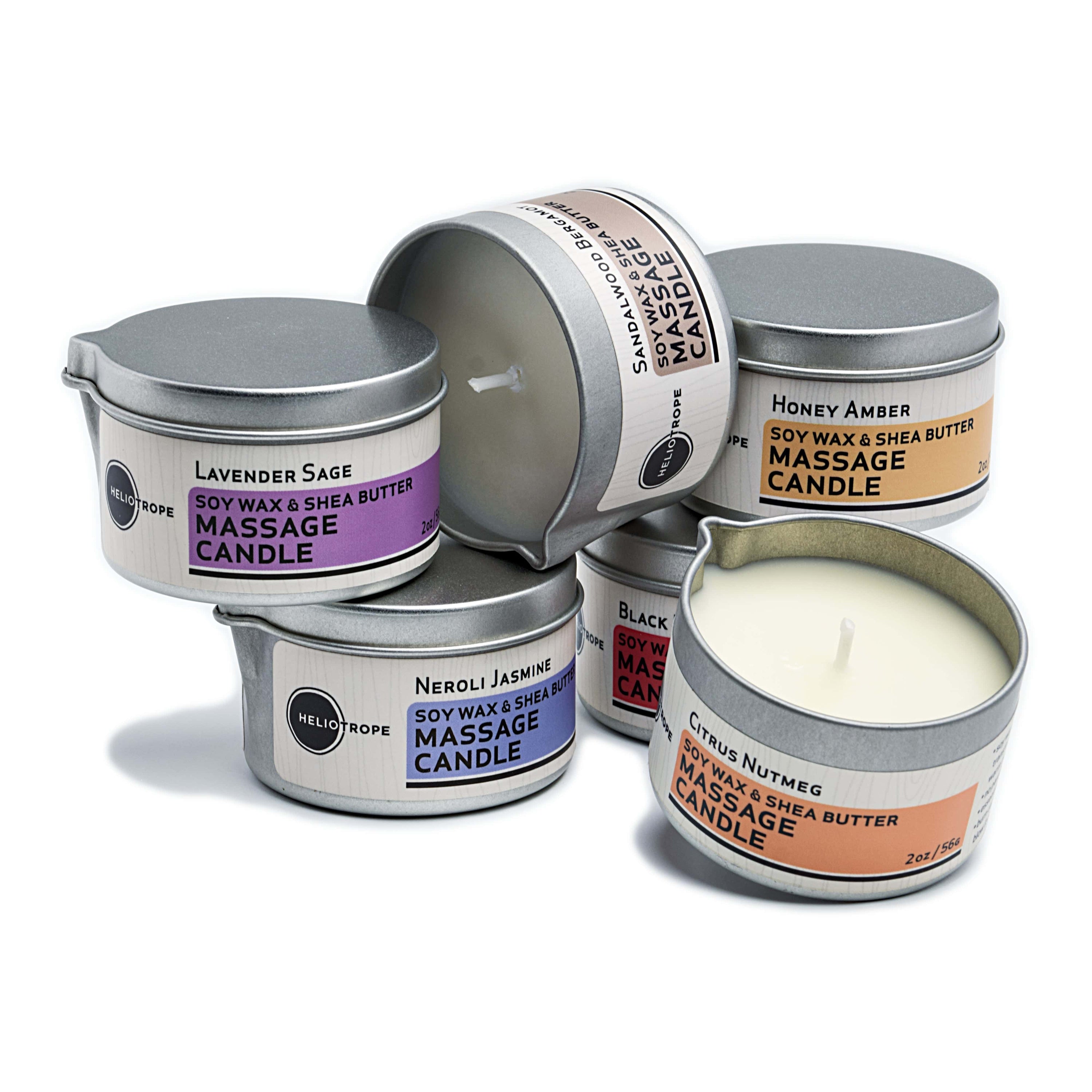 Heliotrope SF Candle Soy Wax & Shea Butter Massage Candles - New Scent