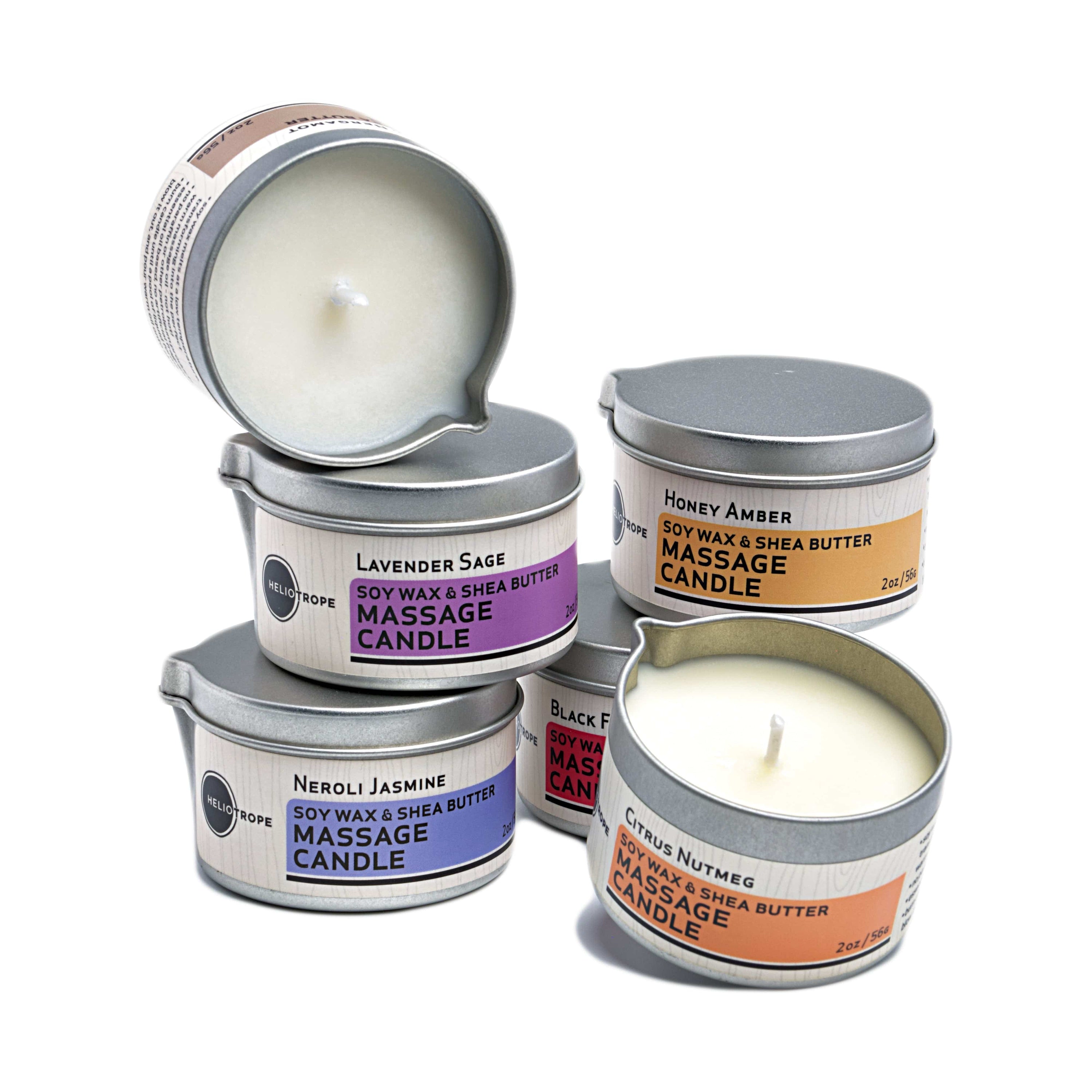 Heliotrope SF Candle Soy Wax & Shea Butter Massage Candles - New Scent