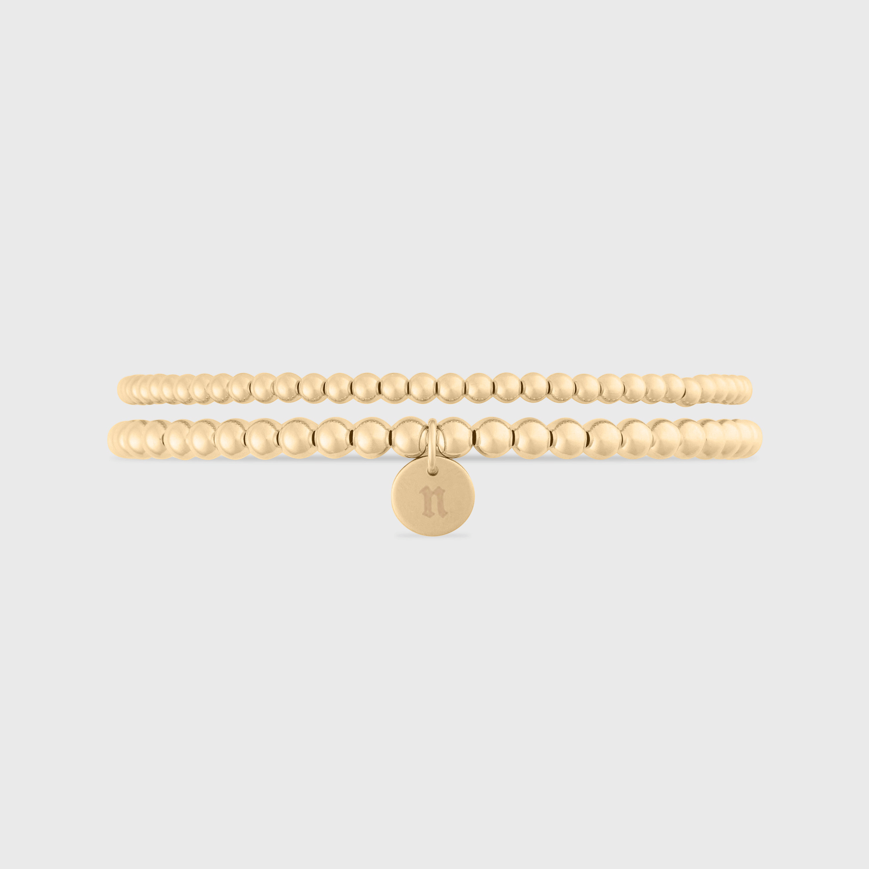 Cuffed by Nano LLC SMALL - 6.5" / n Old English Initial Juno Double Bracelet Stack (3mm + 4mm)
