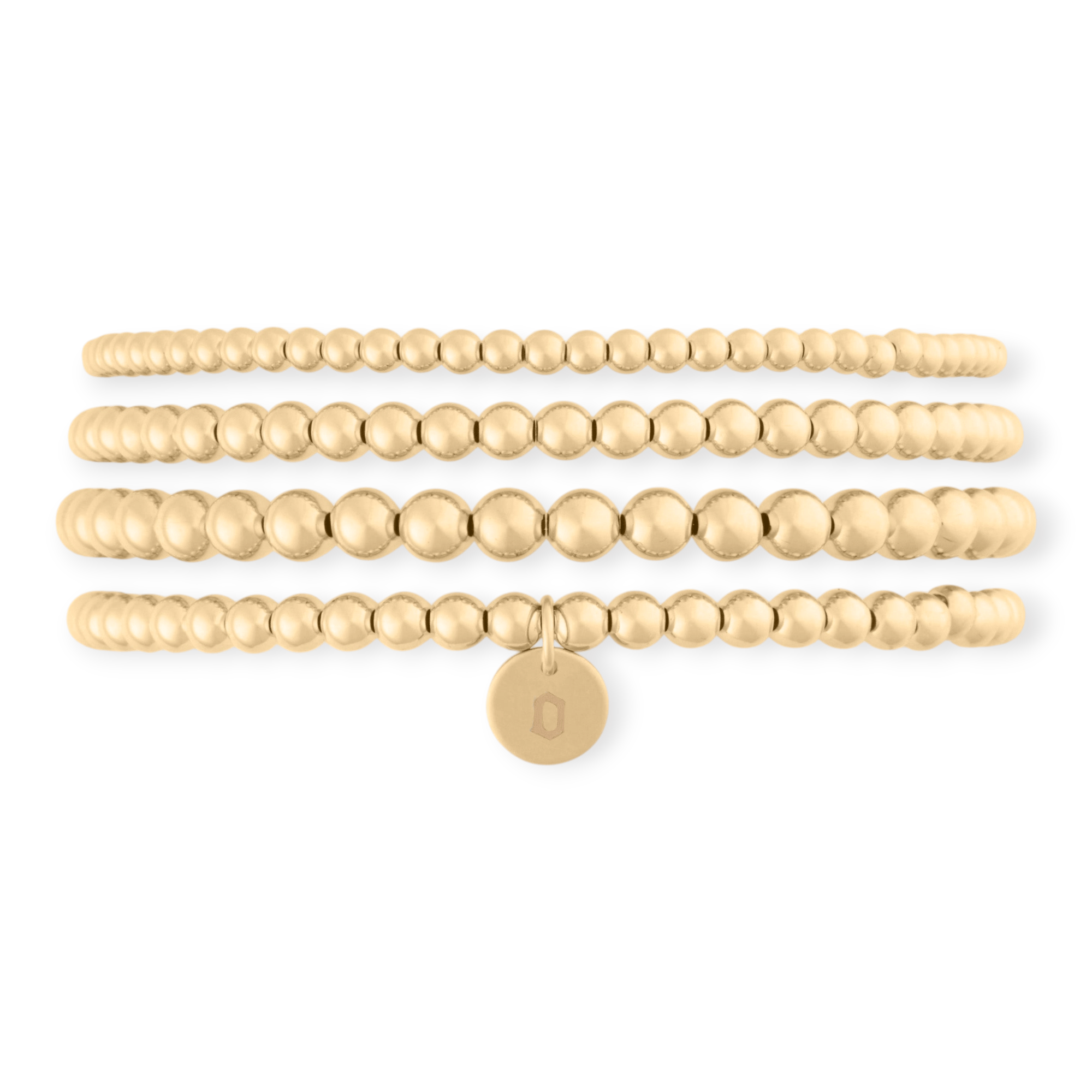 Cuffed by Nano LLC SMALL - 6.5" / o Old English Initial Juno Four Bracelet Stack