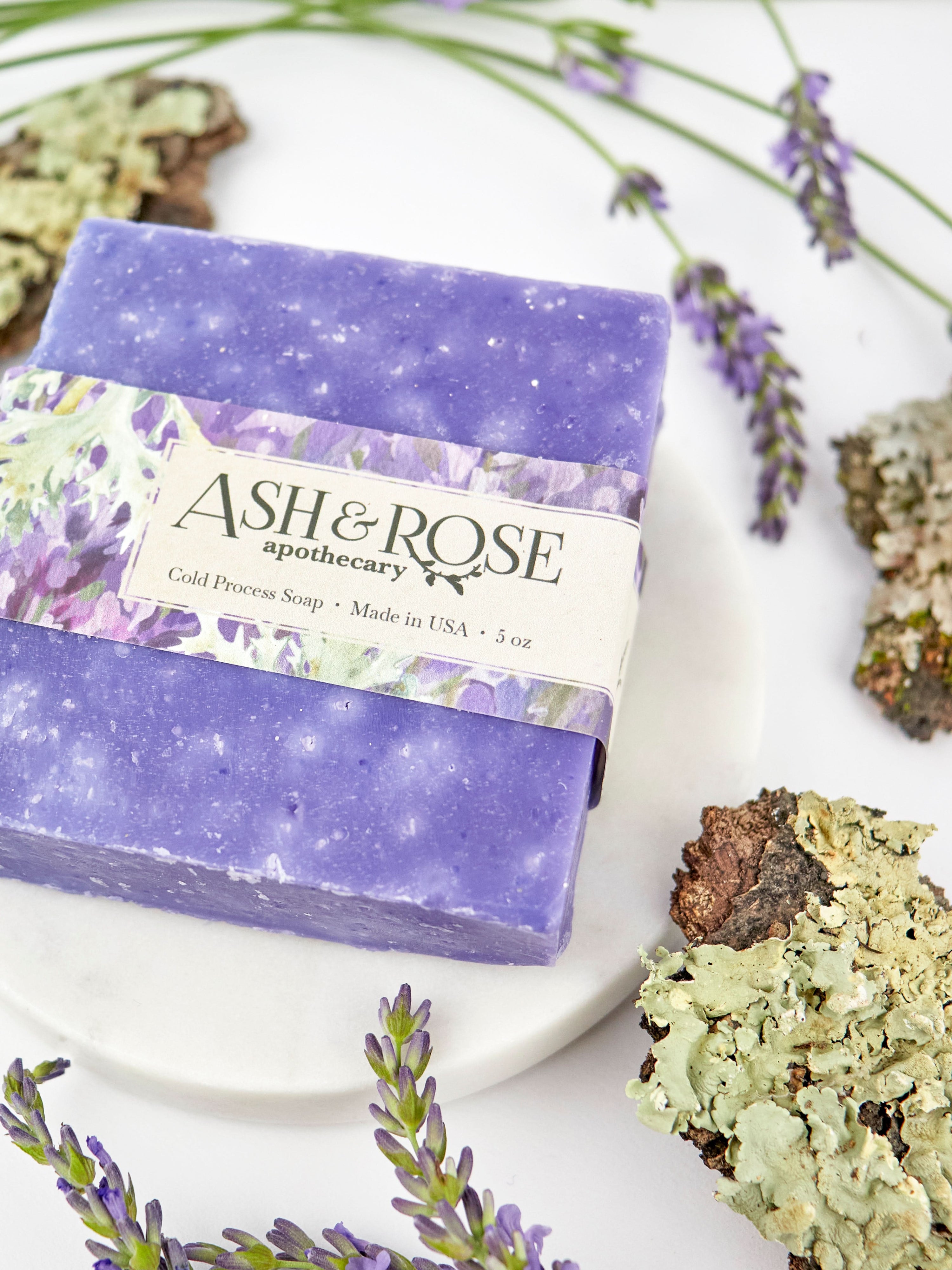 Ash & Rose Bar Soap Lavender Oak Moss Soap Scrub Bar