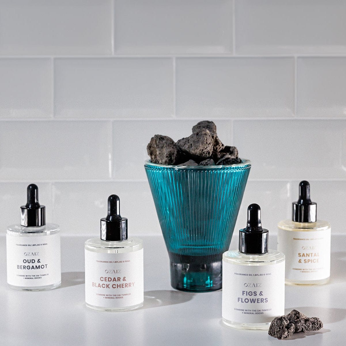 OZAIZ Lava Rock Diffuser Teal / Cedar & Black Cherry ZAI Lava Rock Diffuser - Cedar & Black Cherry