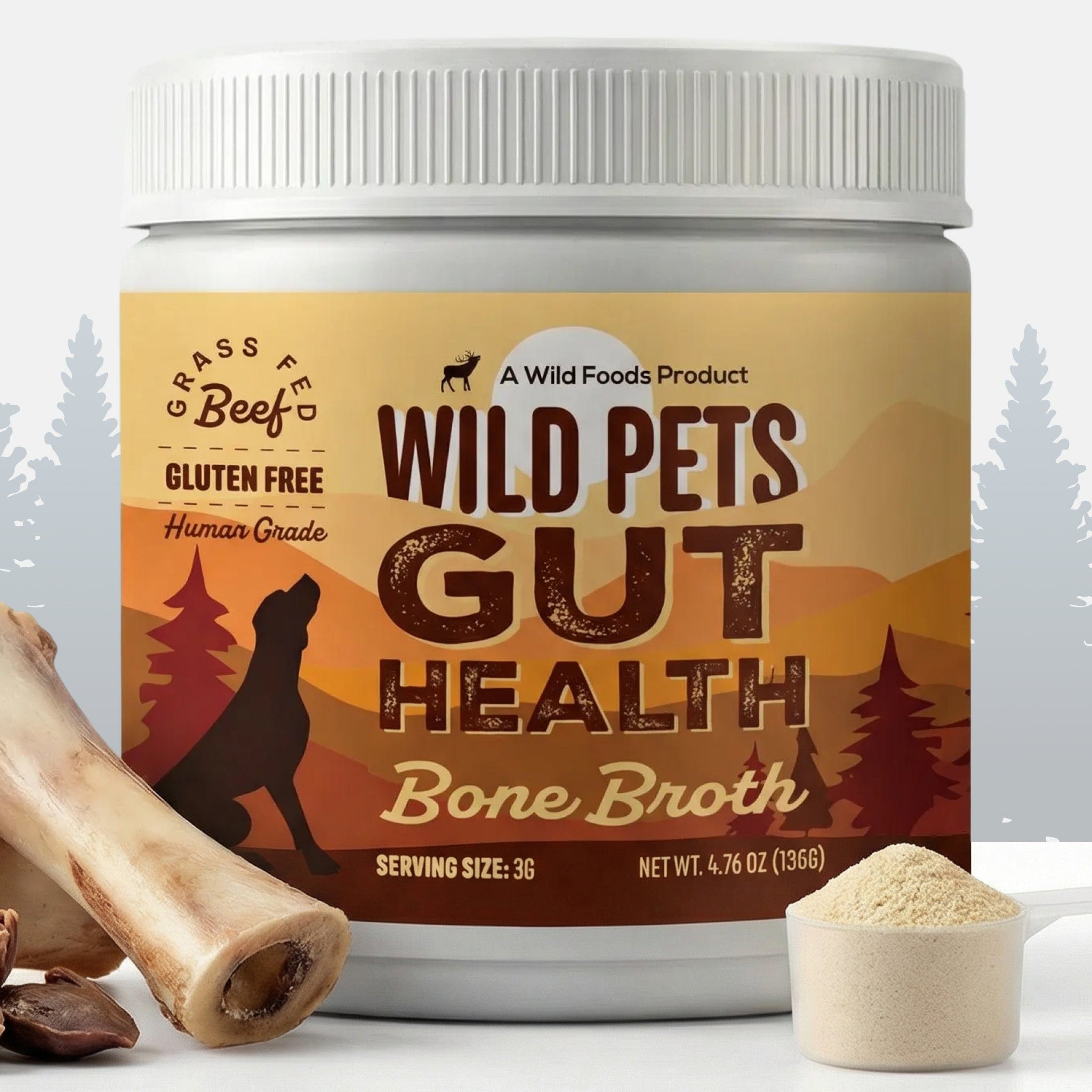 Wild Foods Pets For Dogs | Bone Broth Powder - Canine Gut & Immune Support