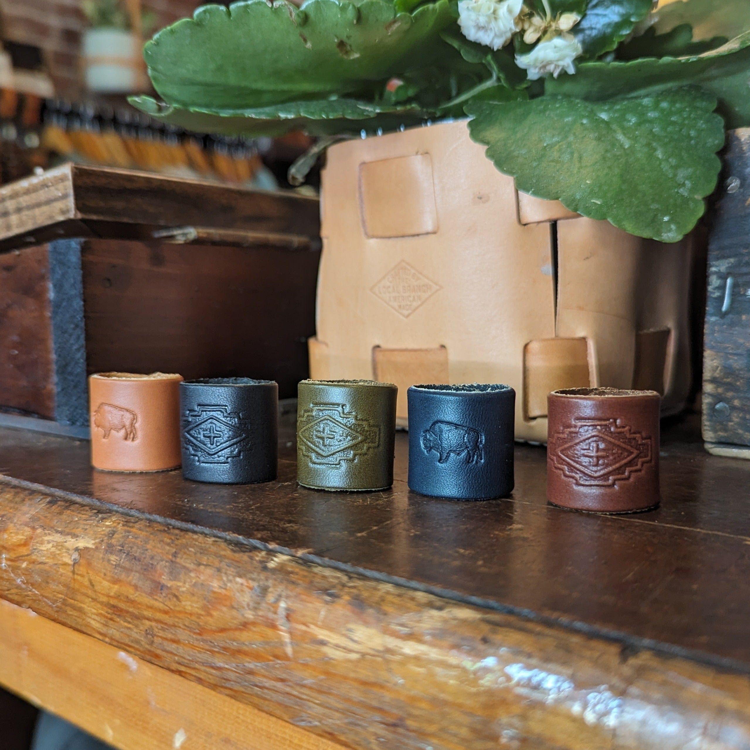 The Local Branch Leather Leather Bandana Slide
