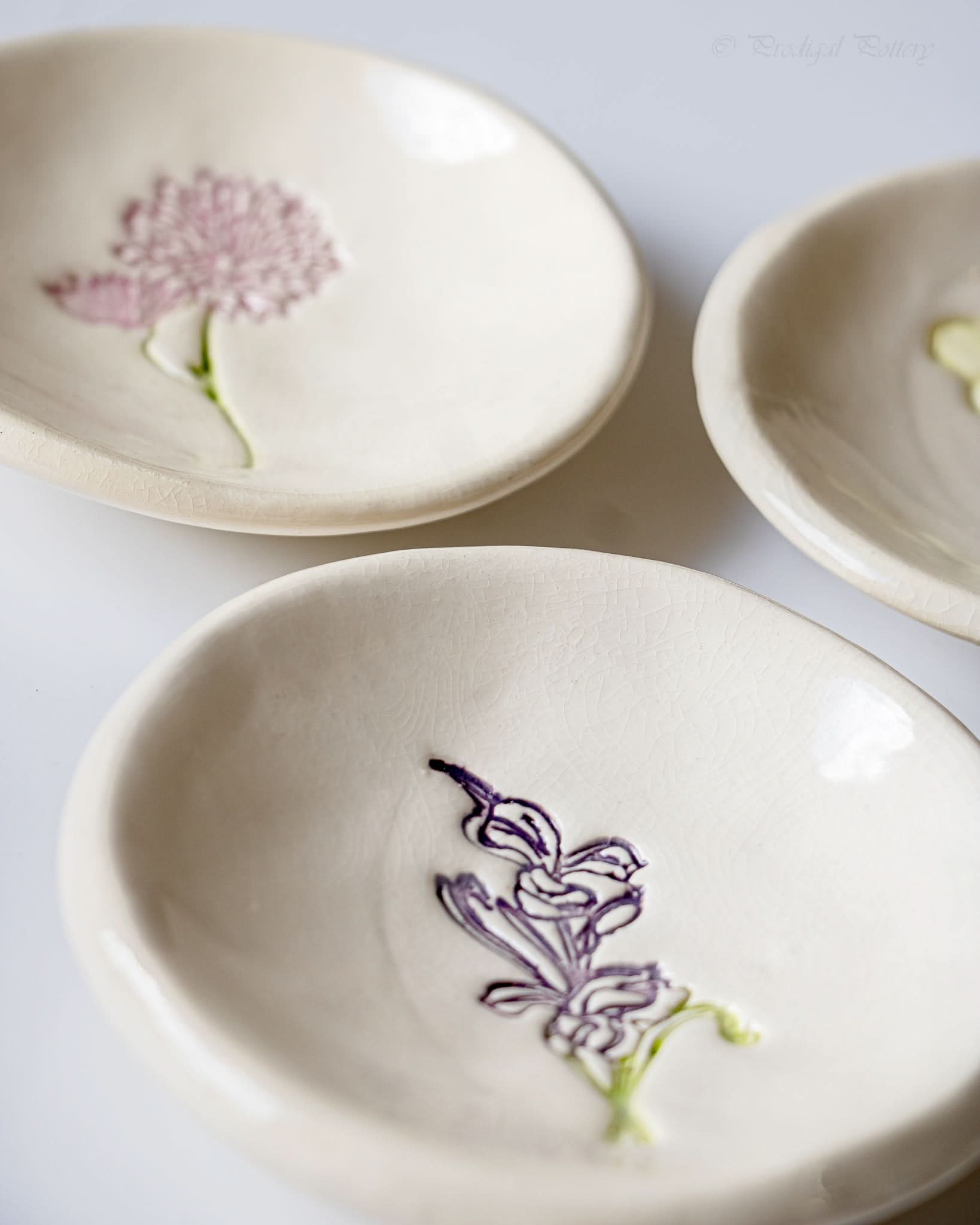 prodigalpottery Ceramic February Iris Birth Flower Ring Dish