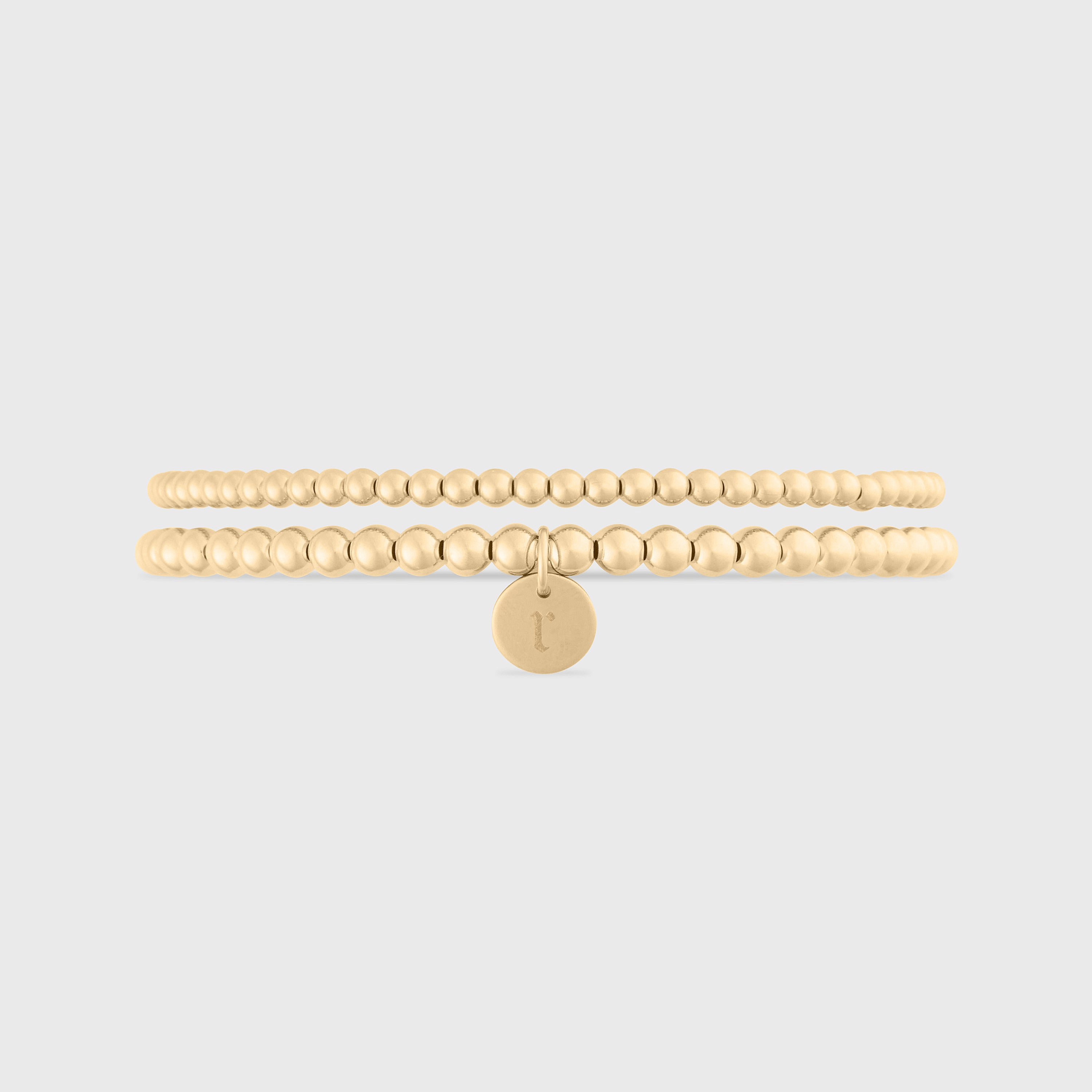 Cuffed by Nano LLC SMALL - 6.5" / r Old English Initial Juno Double Bracelet Stack (3mm + 4mm)