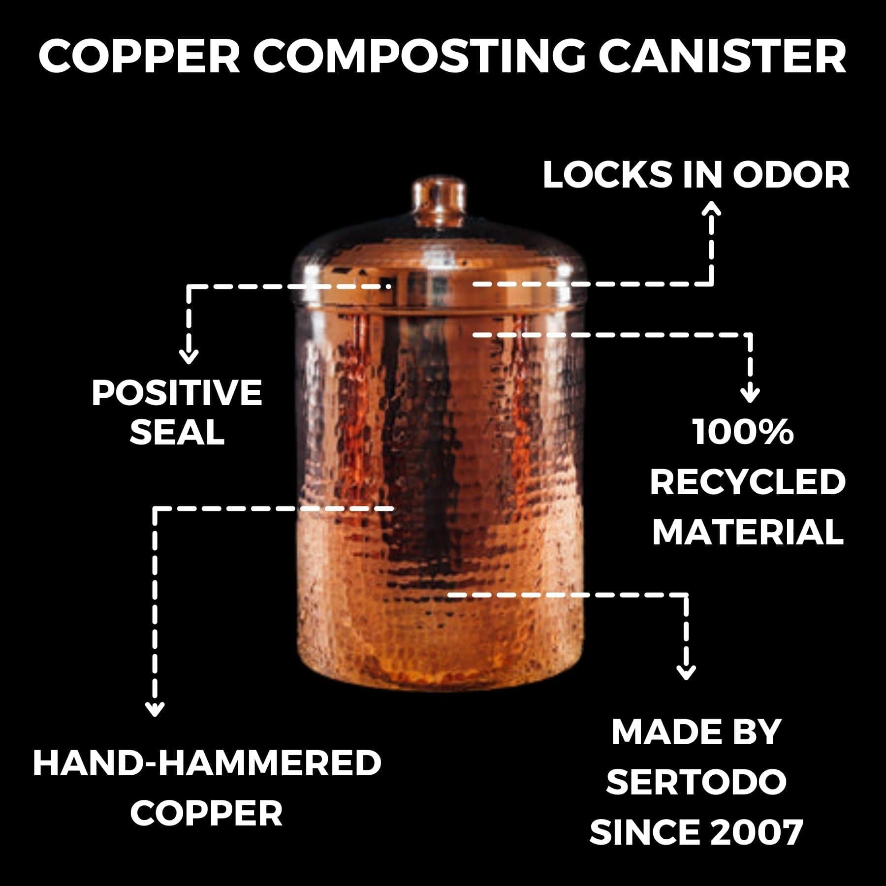Sertodo Canisters Copper Kitchen Compost Bin (Canisters)