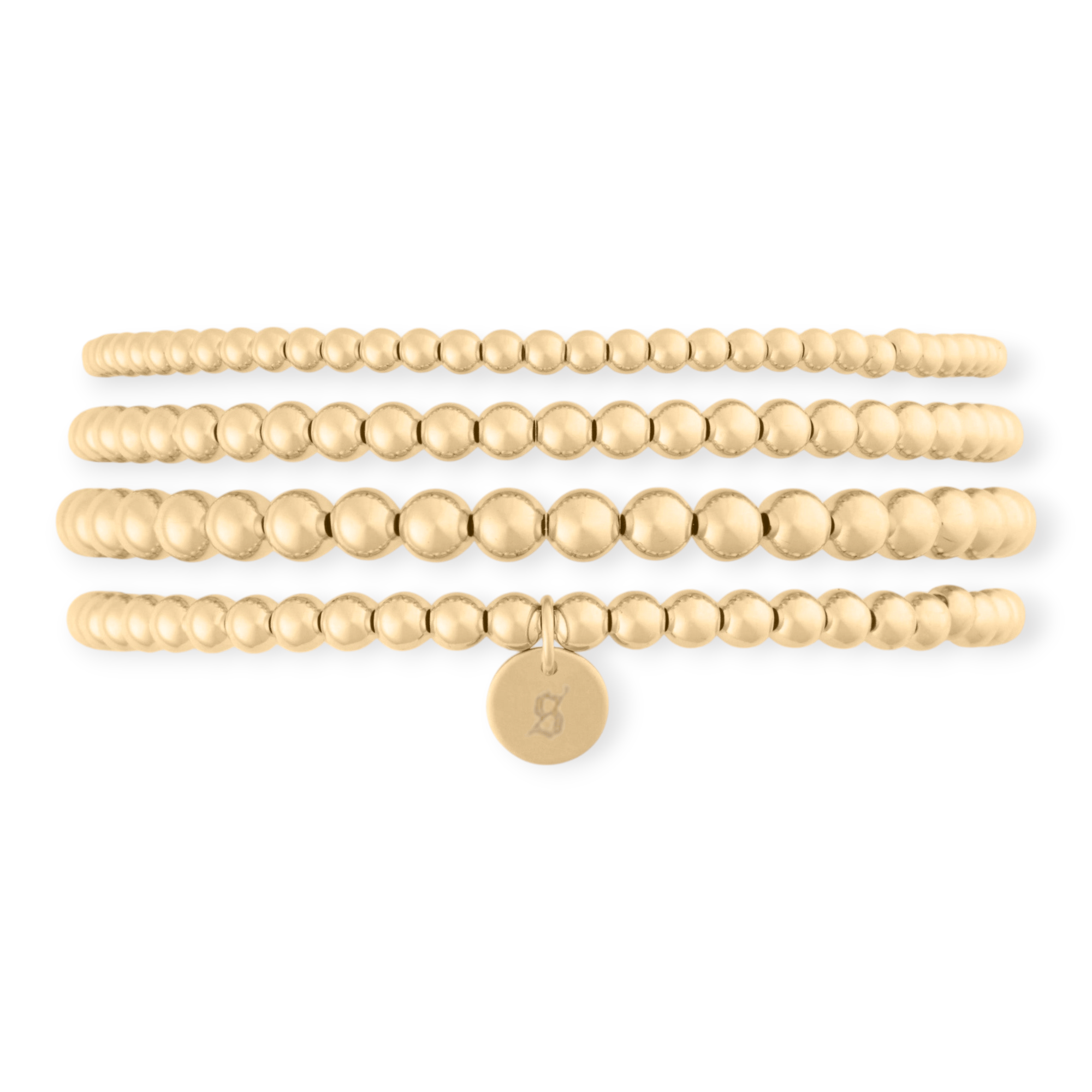 Cuffed by Nano LLC SMALL - 6.5" / s Old English Initial Juno Four Bracelet Stack