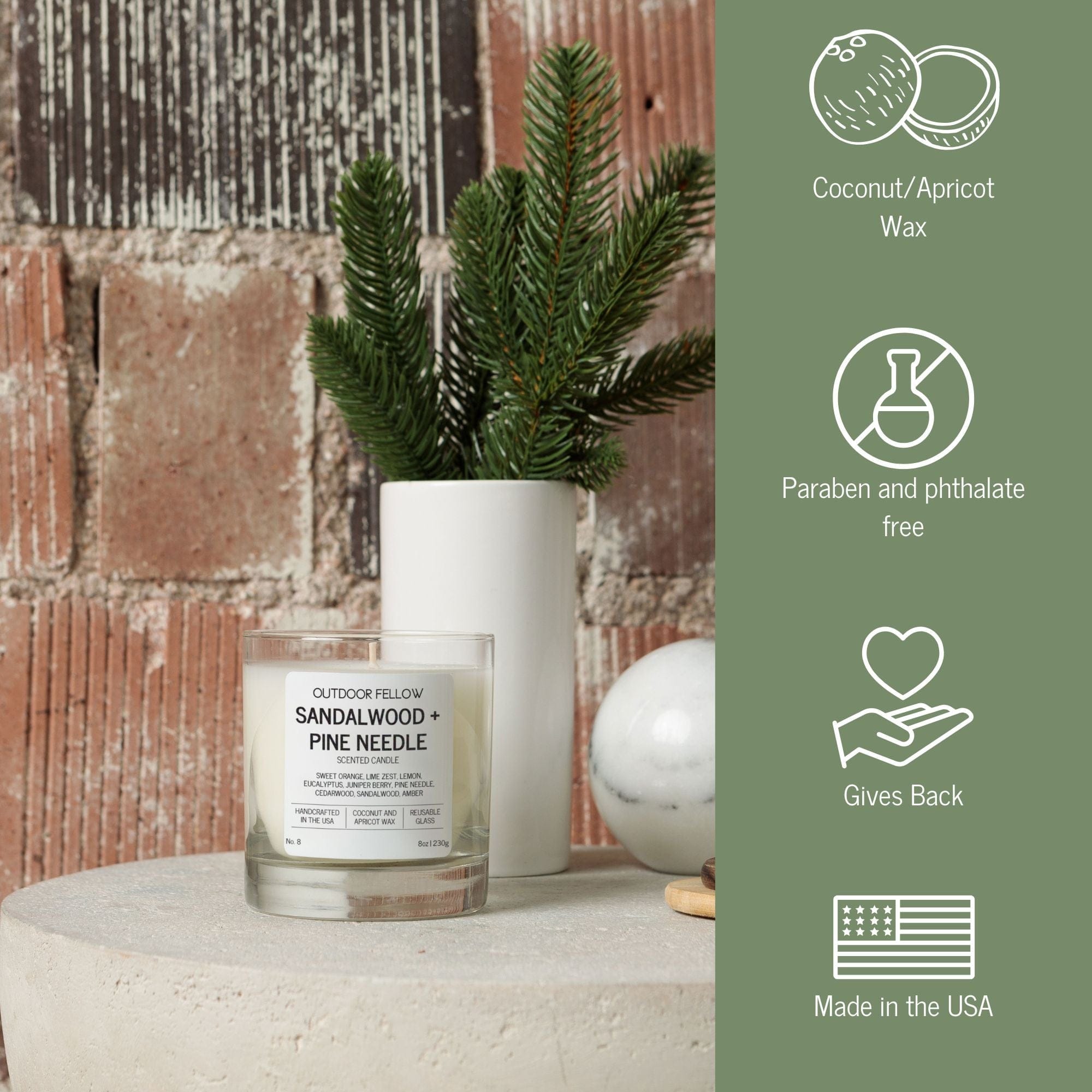 Outdoor Fellow Candles Sandalwood and Pine Needle Scented Candle