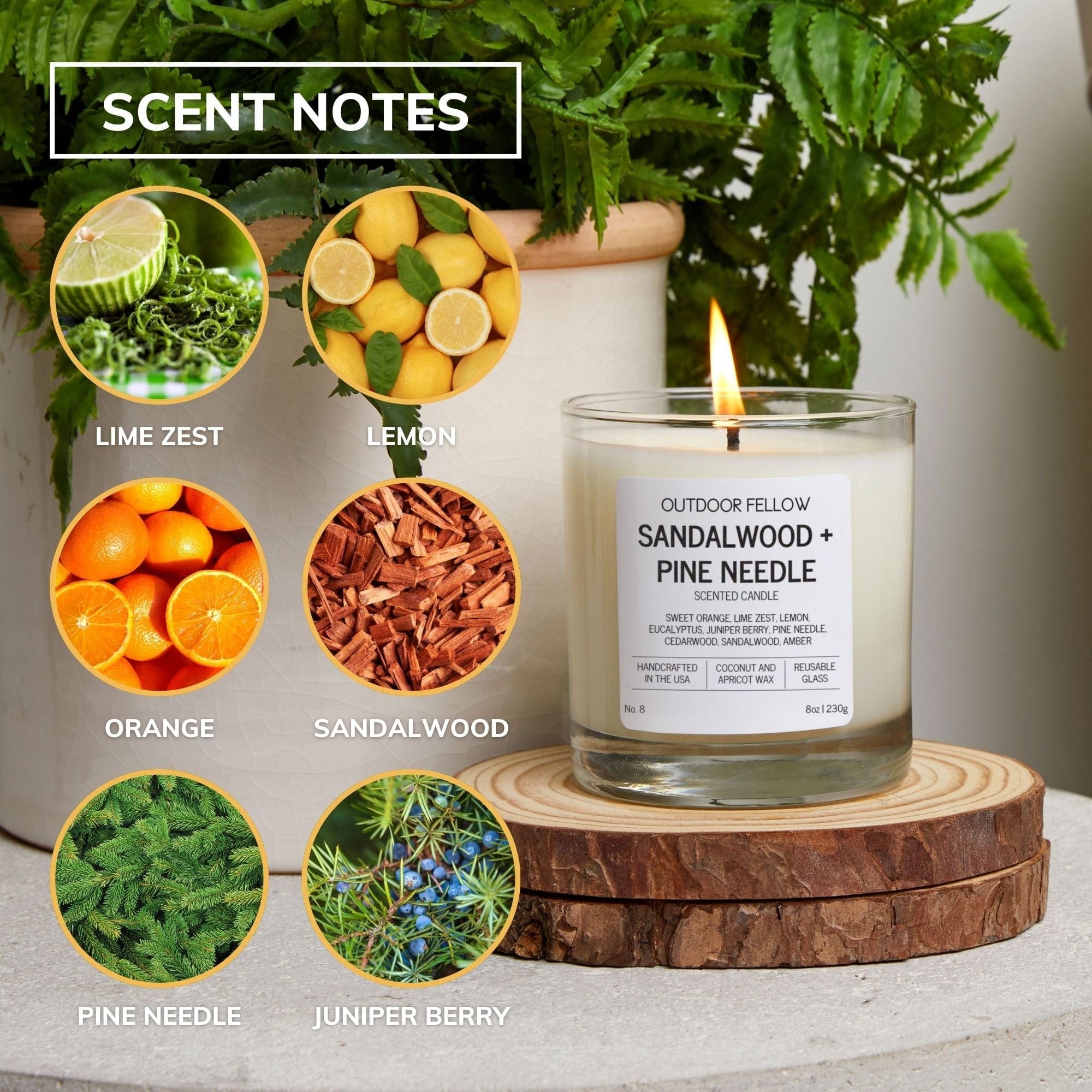 Outdoor Fellow Candles Sandalwood and Pine Needle Scented Candle