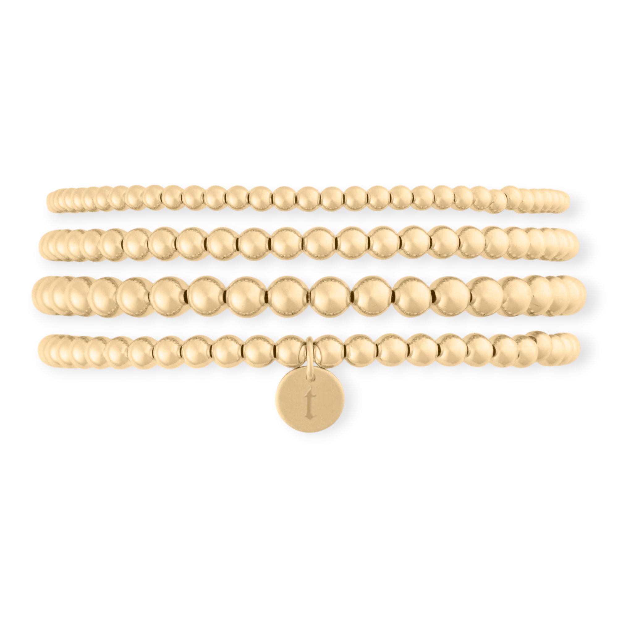 Cuffed by Nano LLC SMALL - 6.5" / t Old English Initial Juno Four Bracelet Stack
