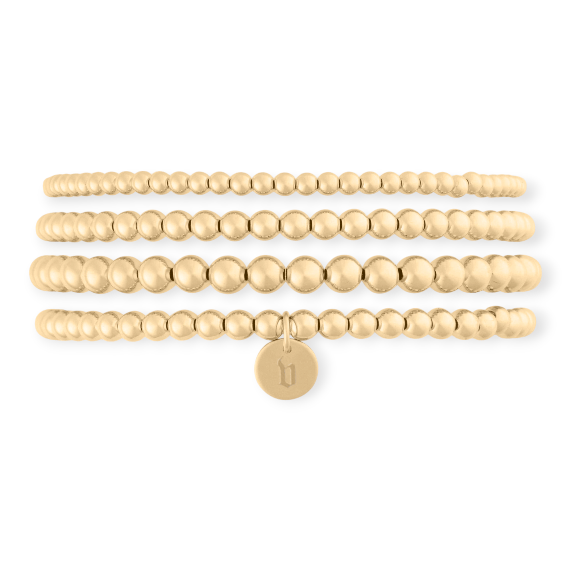 Cuffed by Nano LLC SMALL - 6.5" / v Old English Initial Juno Four Bracelet Stack