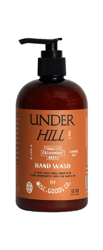 Hand wash bottle with pump labeled &